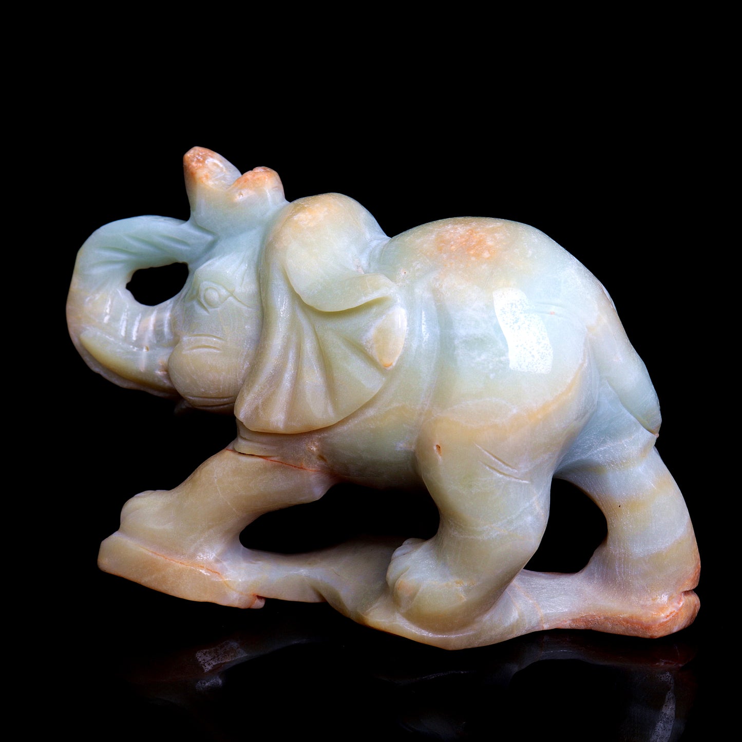 5.5" Amazonite Carved Elephant Figurine Realistic Crystal Healing Quartz Decor