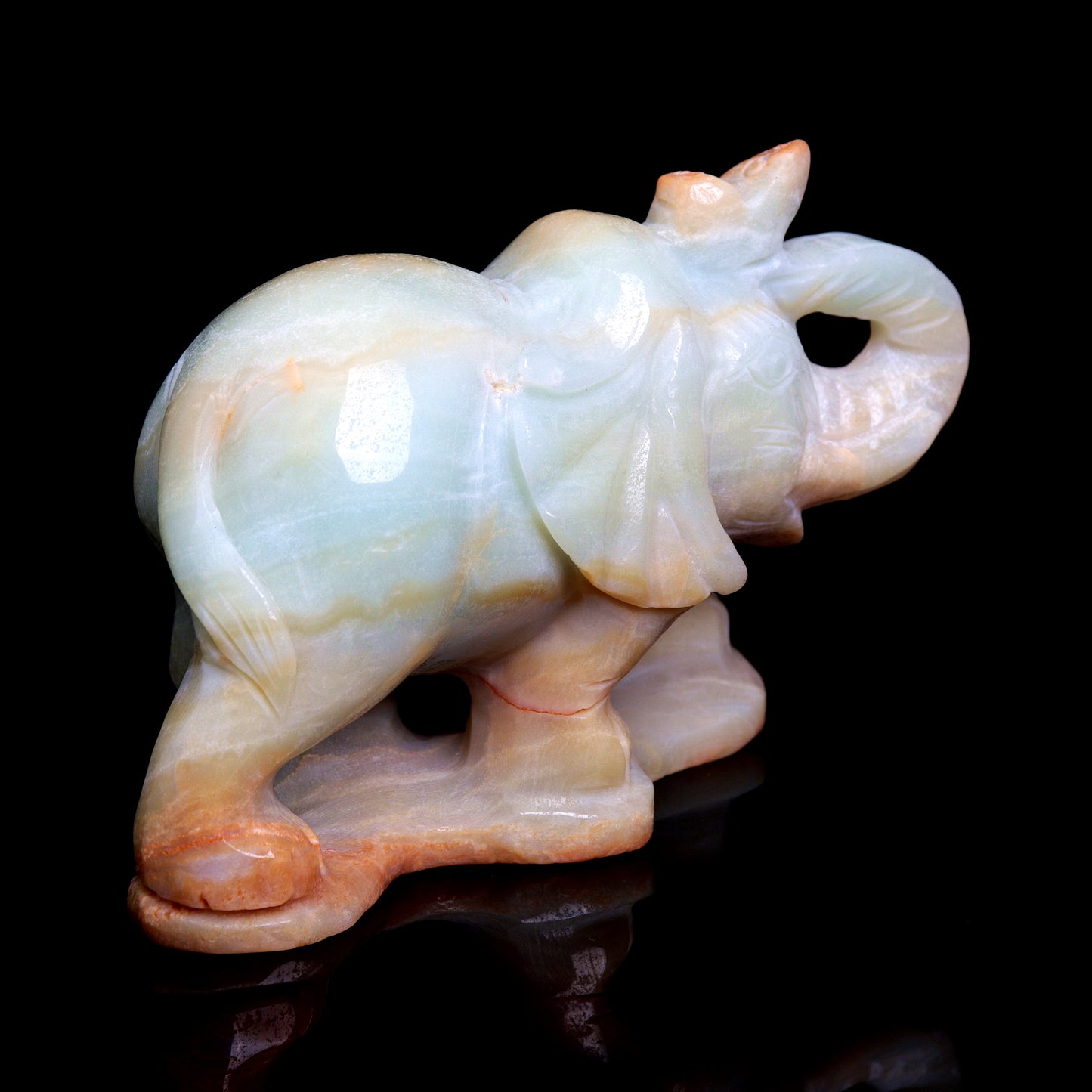 5.5" Amazonite Carved Elephant Figurine Realistic Crystal Healing Quartz Decor