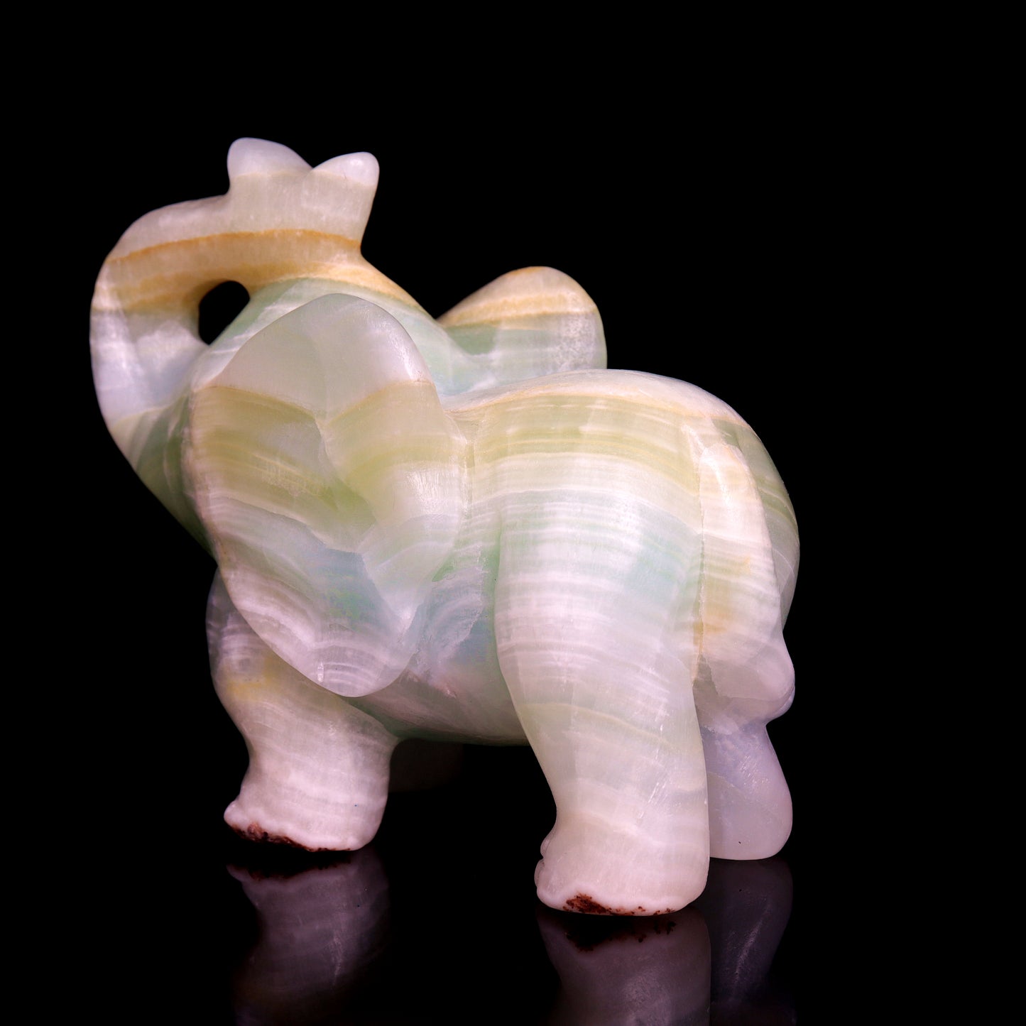 4" Caribbean Calcite Carved Elephant Figurine Realistic Crystal Healing Quartz