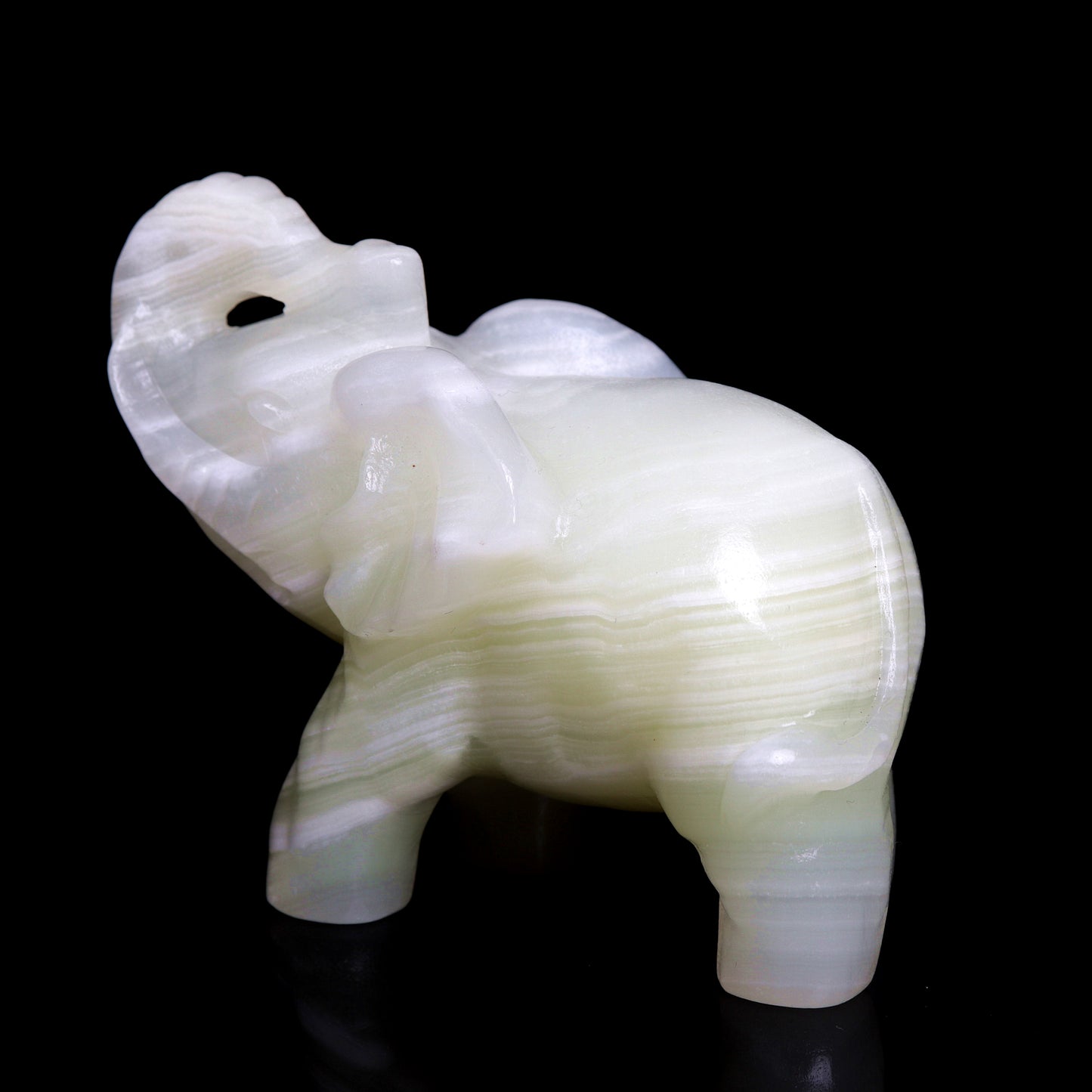 4" Afghan Jade Carved Elephant Figurine Realistic Crystal Healing Quartz Decor