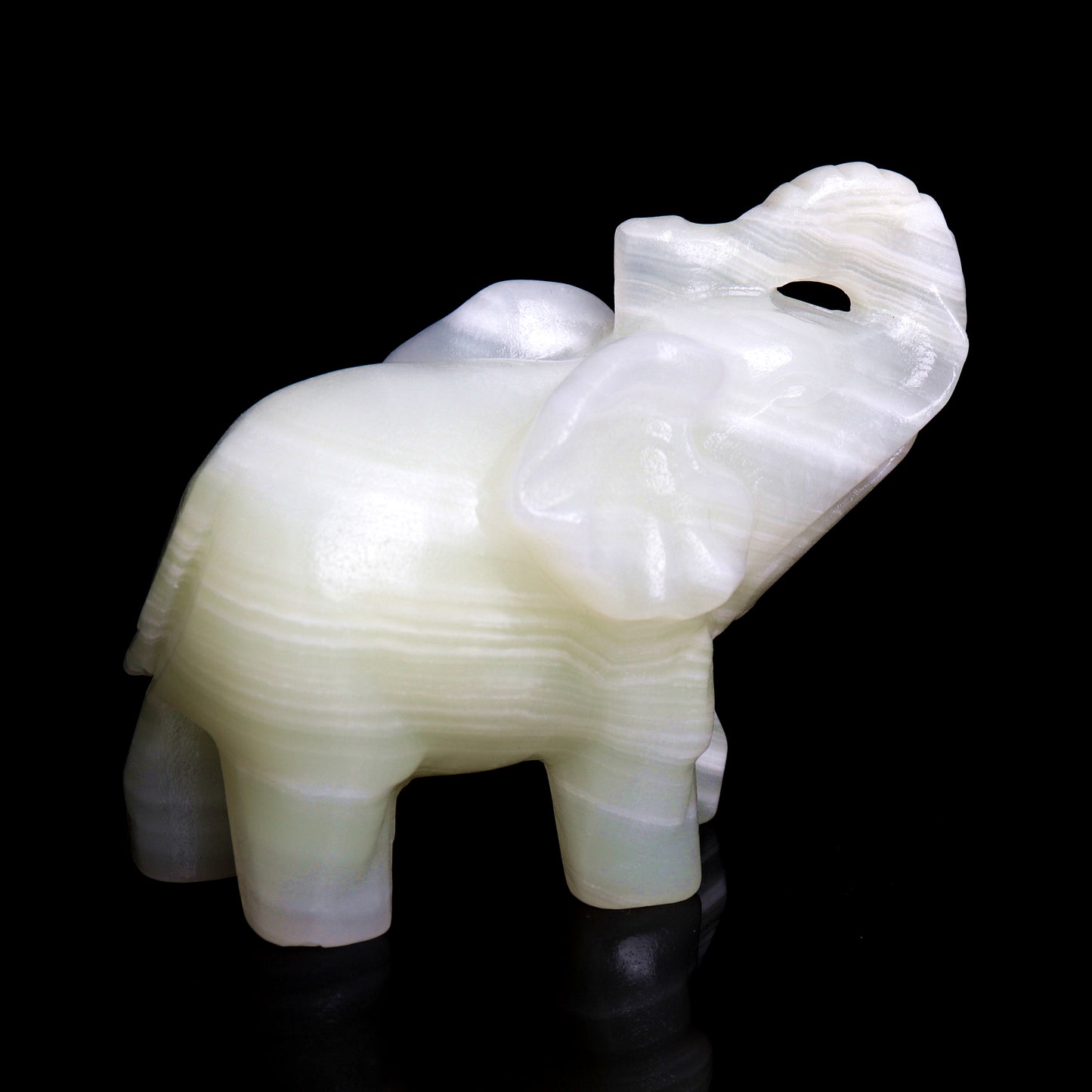 4" Afghan Jade Carved Elephant Figurine Realistic Crystal Healing Quartz Decor