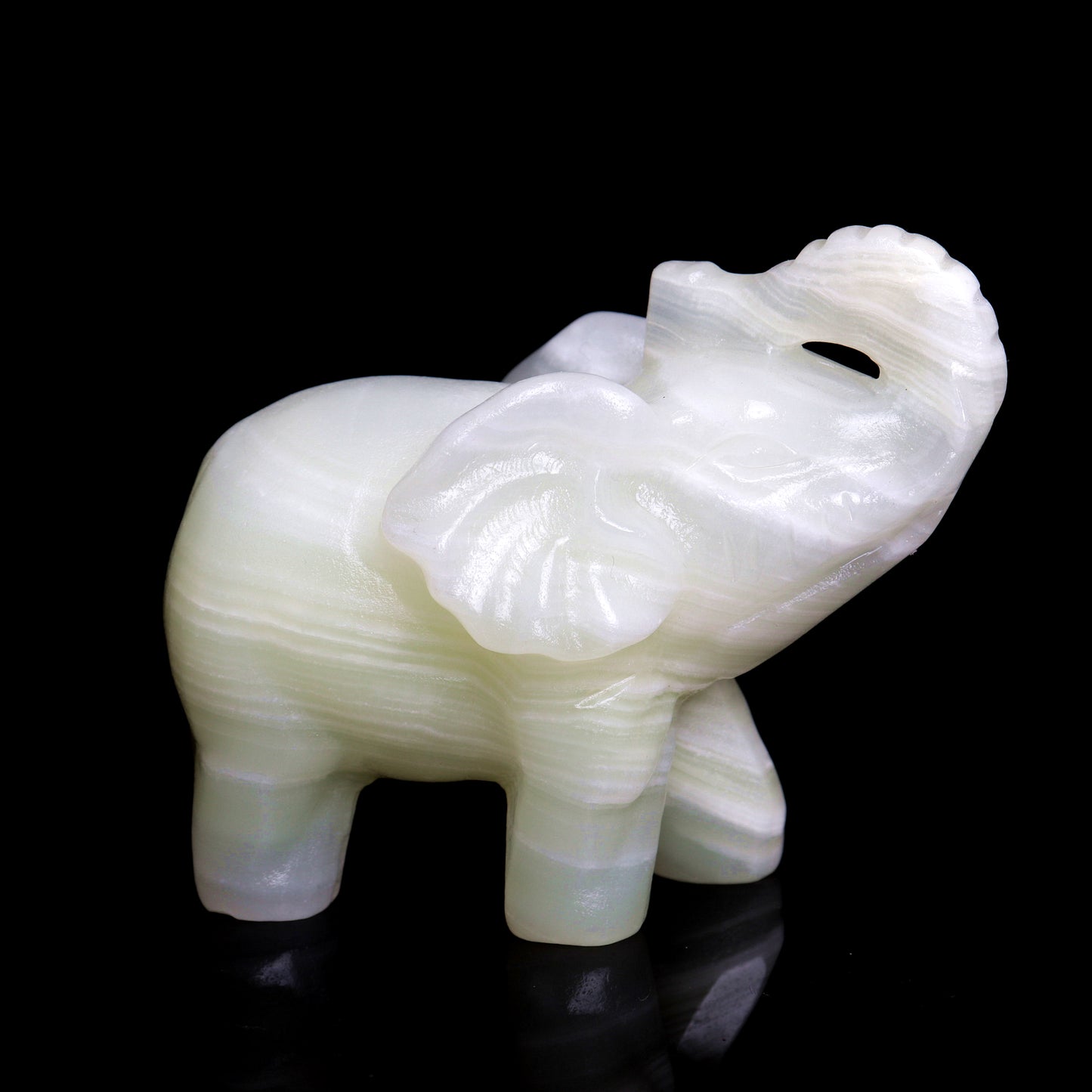 4" Afghan Jade Carved Elephant Figurine Realistic Crystal Healing Quartz Decor