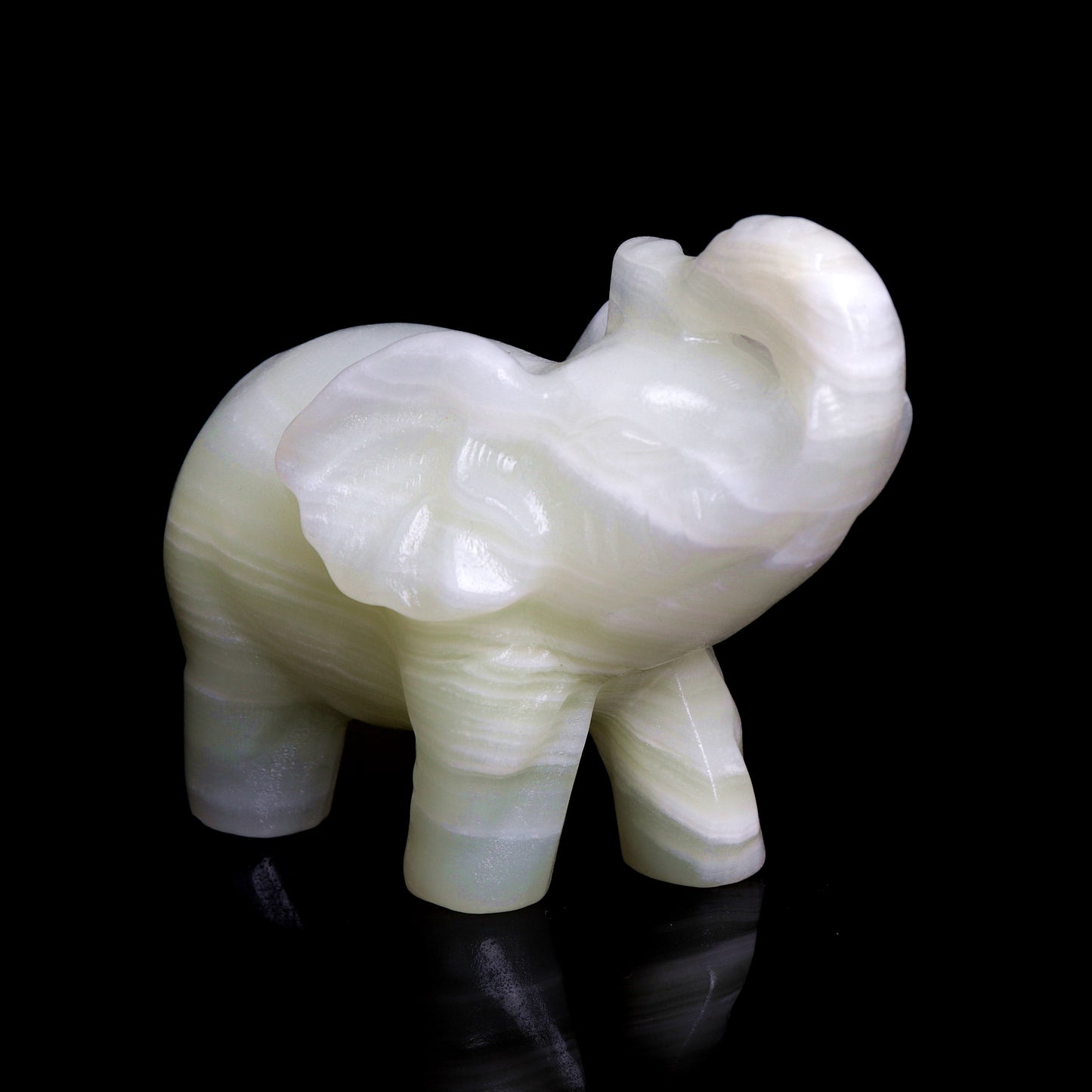 4" Afghan Jade Carved Elephant Figurine Realistic Crystal Healing Quartz Decor