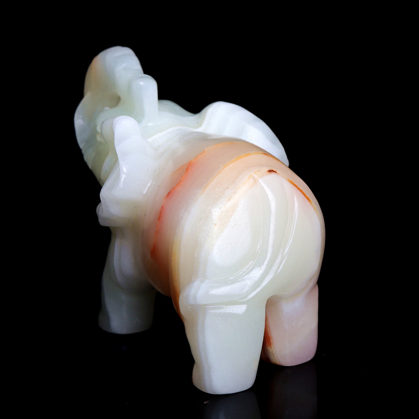 4" Afghan Jade Carved Elephant Figurine Realistic Crystal Healing Quartz Decor