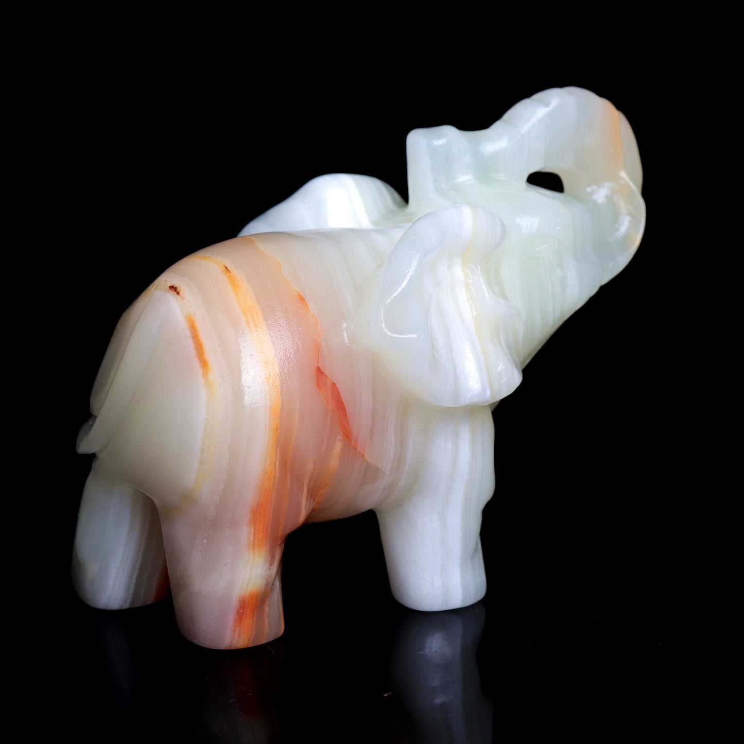 4" Afghan Jade Carved Elephant Figurine Realistic Crystal Healing Quartz Decor