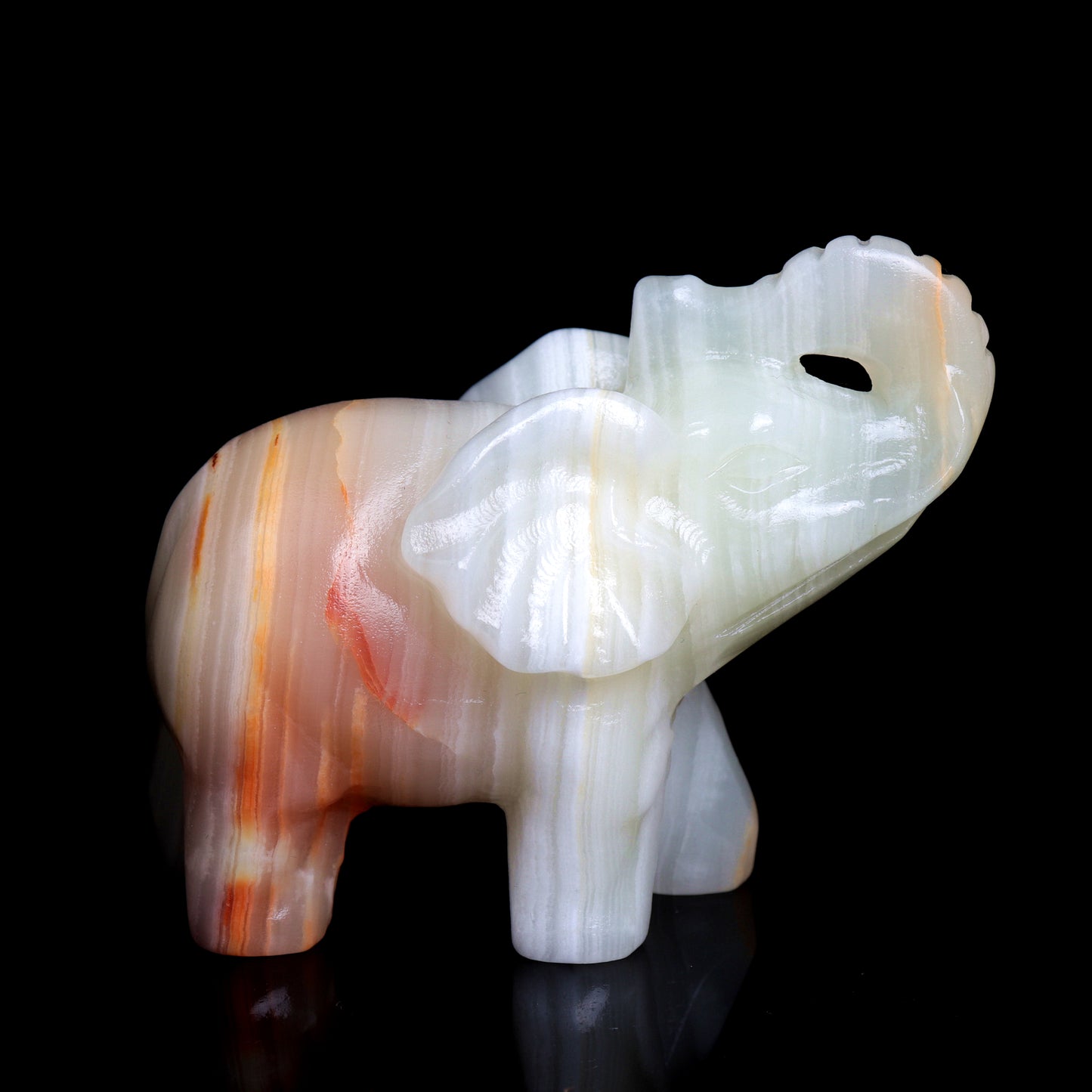 4" Afghan Jade Carved Elephant Figurine Realistic Crystal Healing Quartz Decor