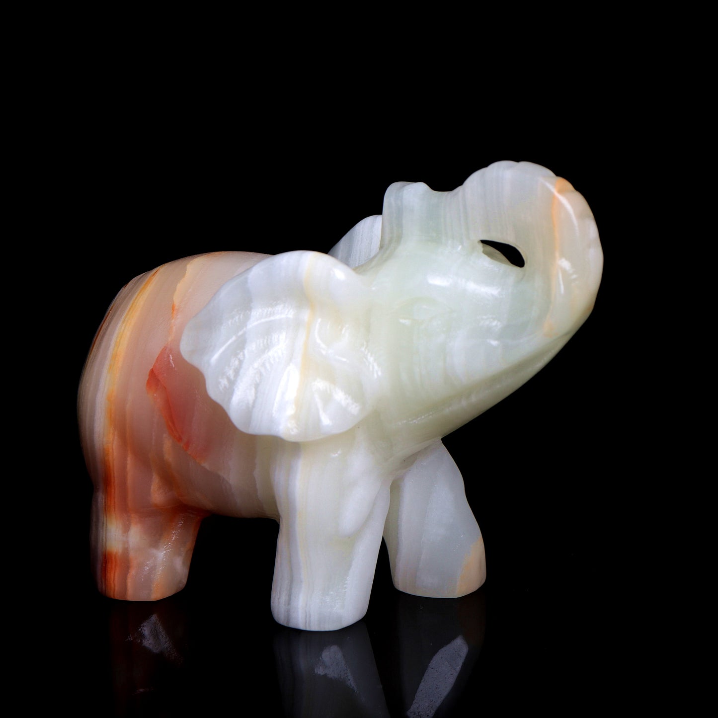 4" Afghan Jade Carved Elephant Figurine Realistic Crystal Healing Quartz Decor