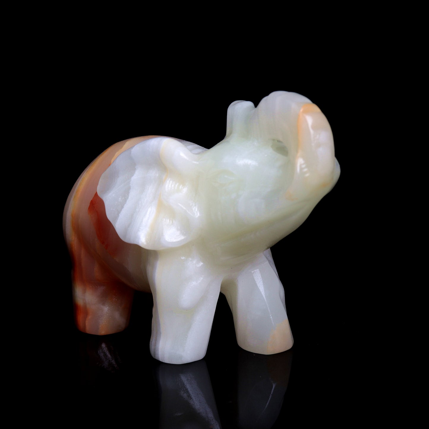 4" Afghan Jade Carved Elephant Figurine Realistic Crystal Healing Quartz Decor
