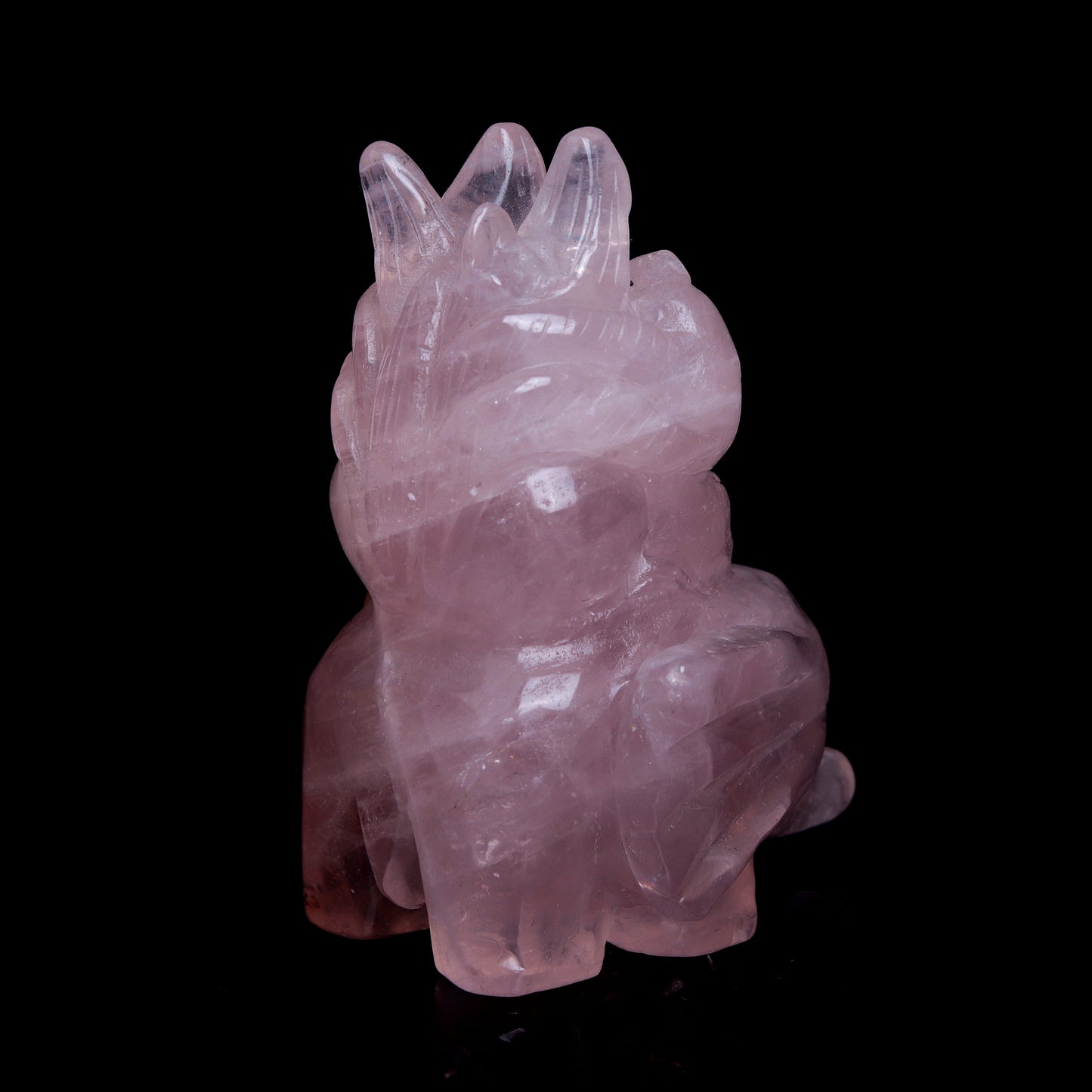 3.5" Rose Quartz Carved Elephant Fox Figurine Realistic Crystal Healing