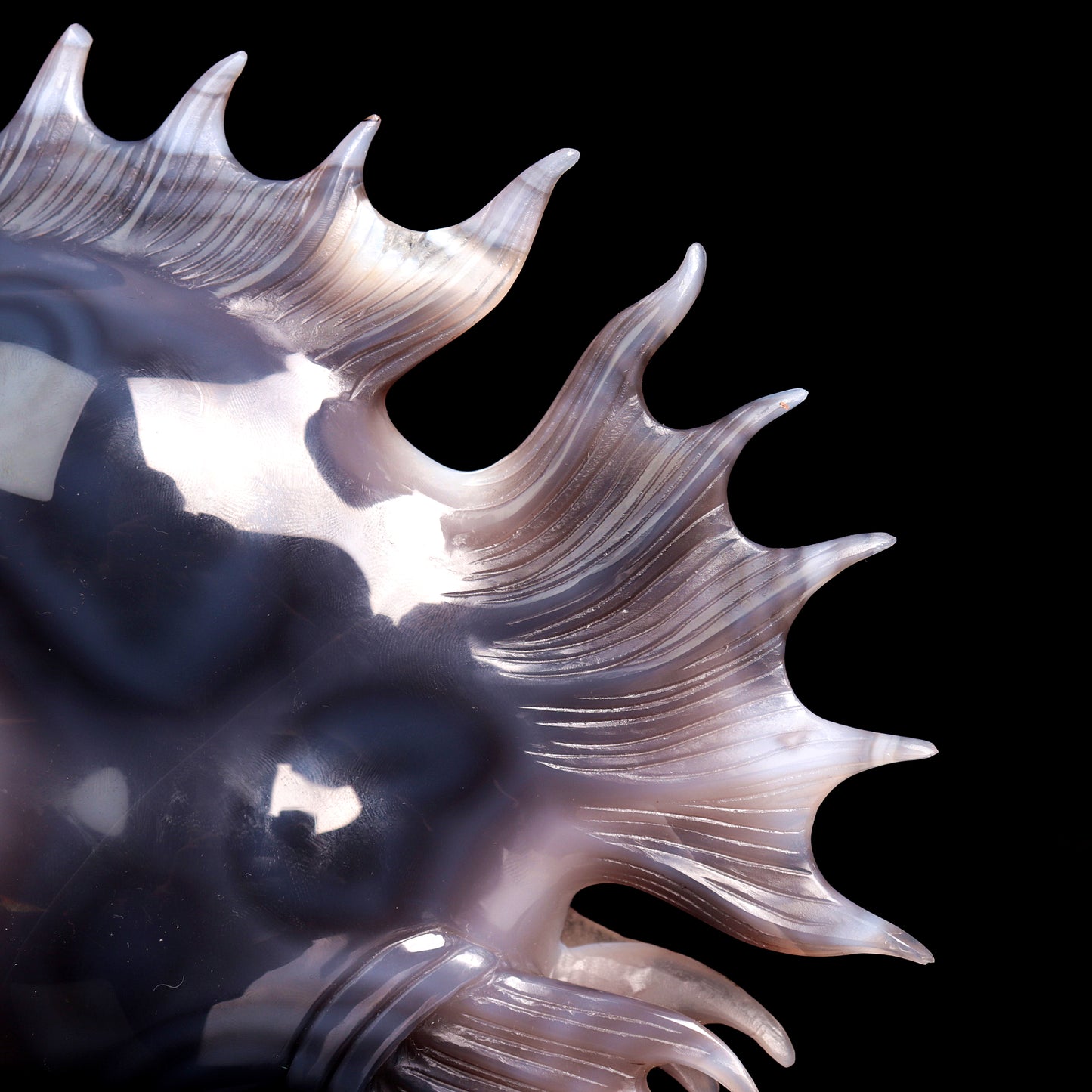 Masterpiece: 8" Amethyst Agate Carved Crystal Fish Sculpture Art Collection