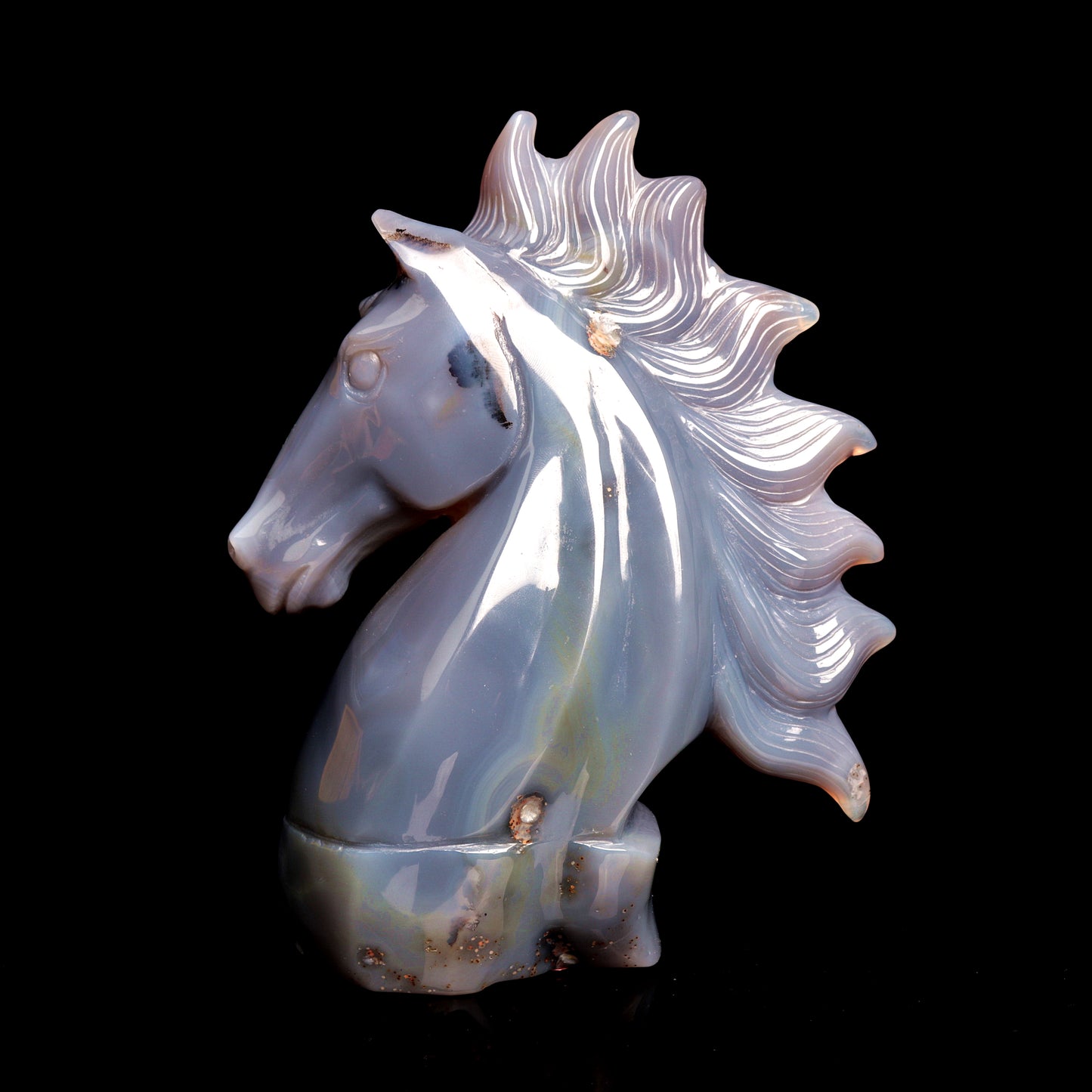 6.5" Druzy Agate Carved Crystal Horse Figurine Realistic Healing Quartz Decor