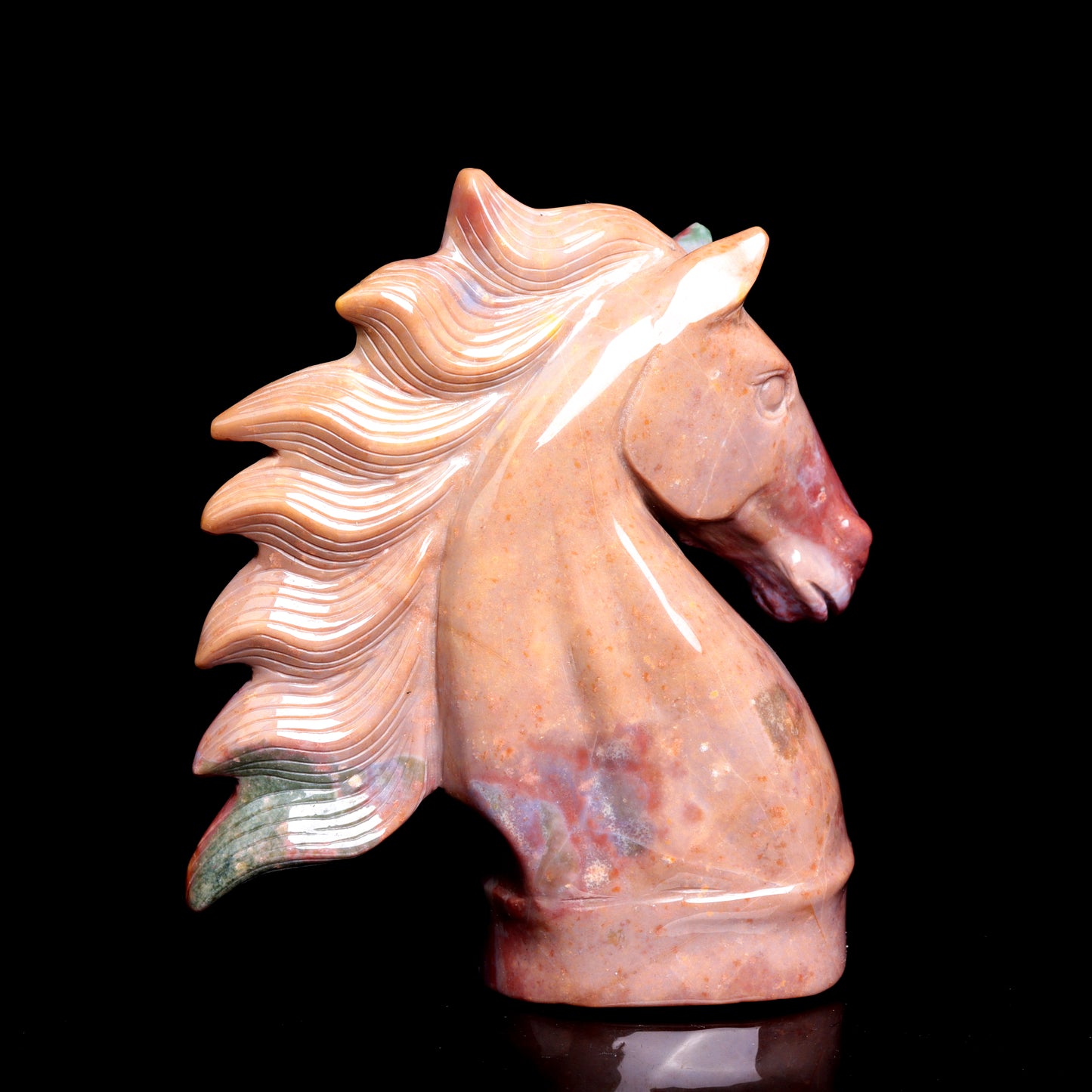 6.1" Ocean Jasper Carved Horse Figurine Realistic Crystal Healing Quartz Decor