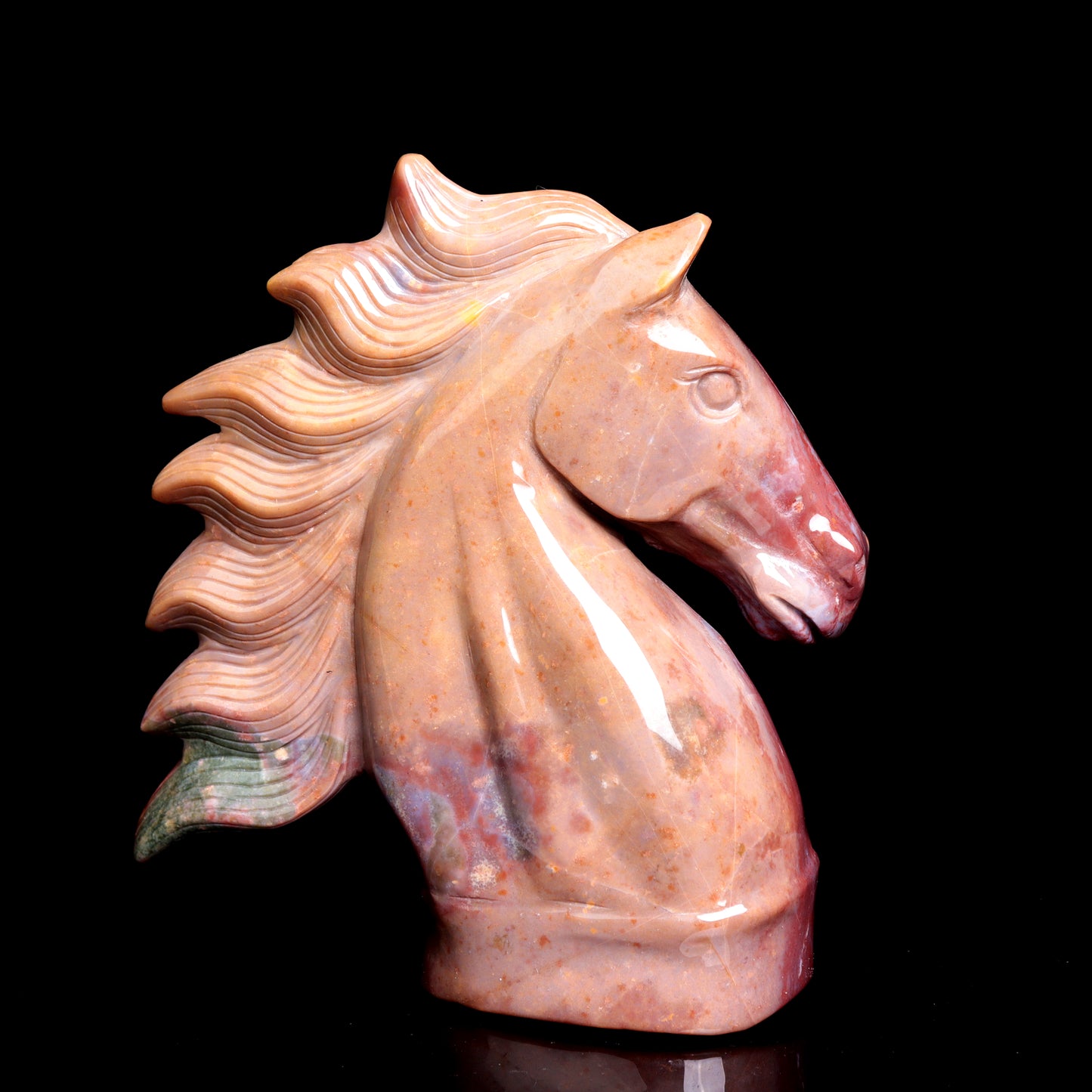 6.1" Ocean Jasper Carved Horse Figurine Realistic Crystal Healing Quartz Decor