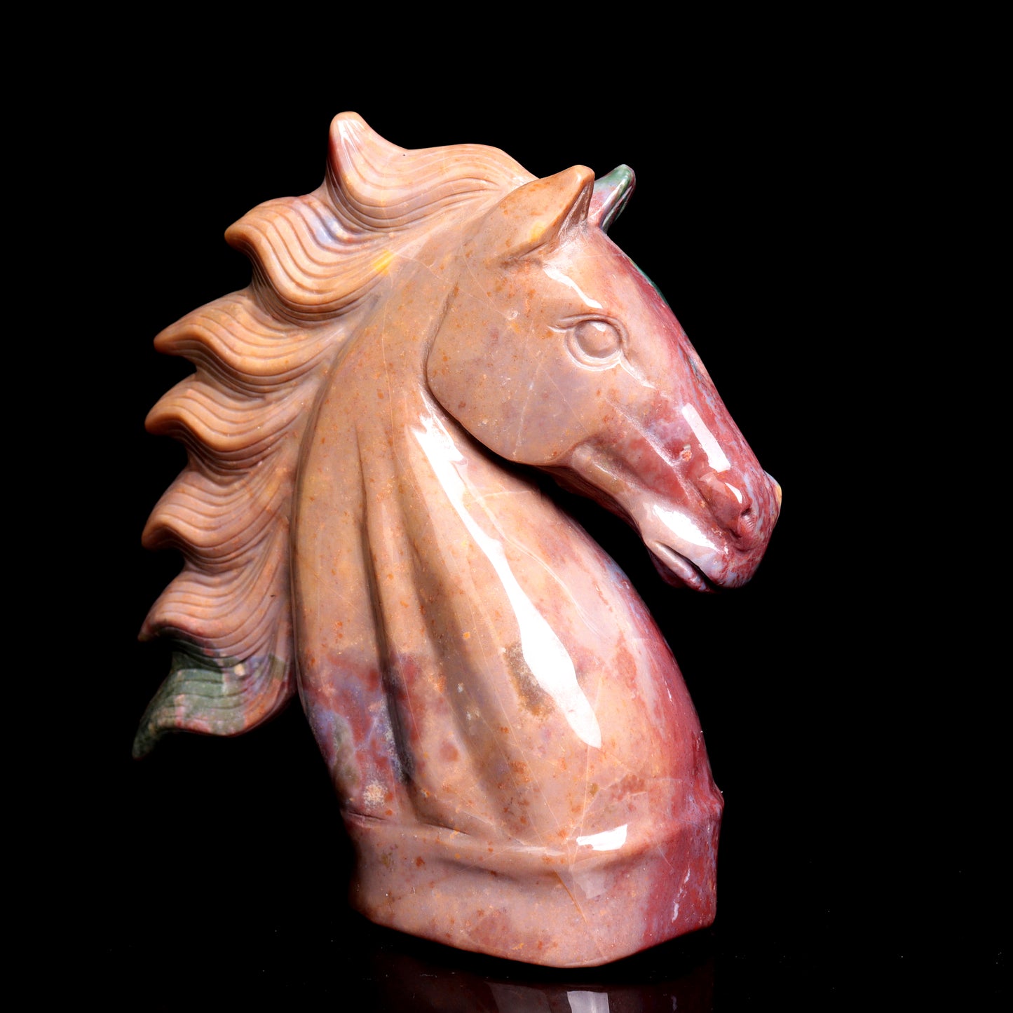 6.1" Ocean Jasper Carved Horse Figurine Realistic Crystal Healing Quartz Decor