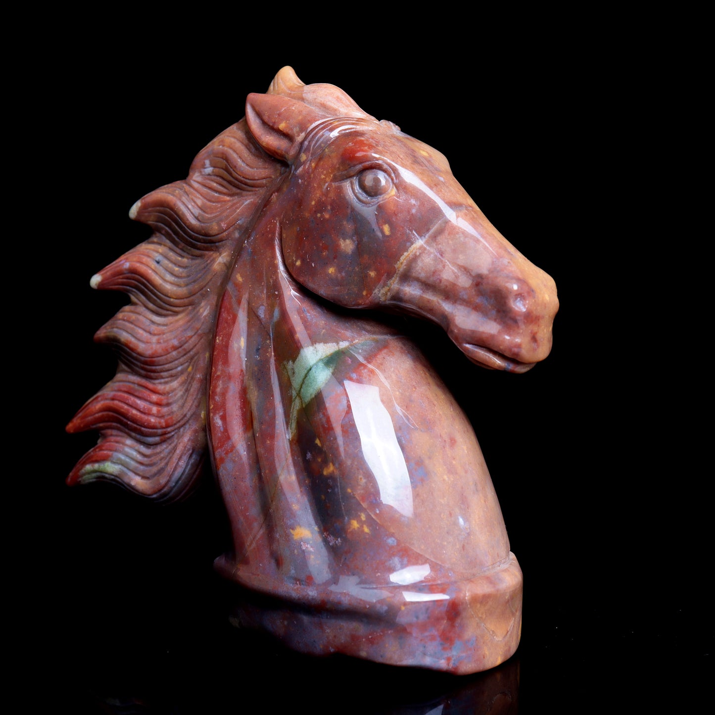 5.2" Ocean Jasper Carved Crystal Horse Figurine Realistic Healing Quartz Decor