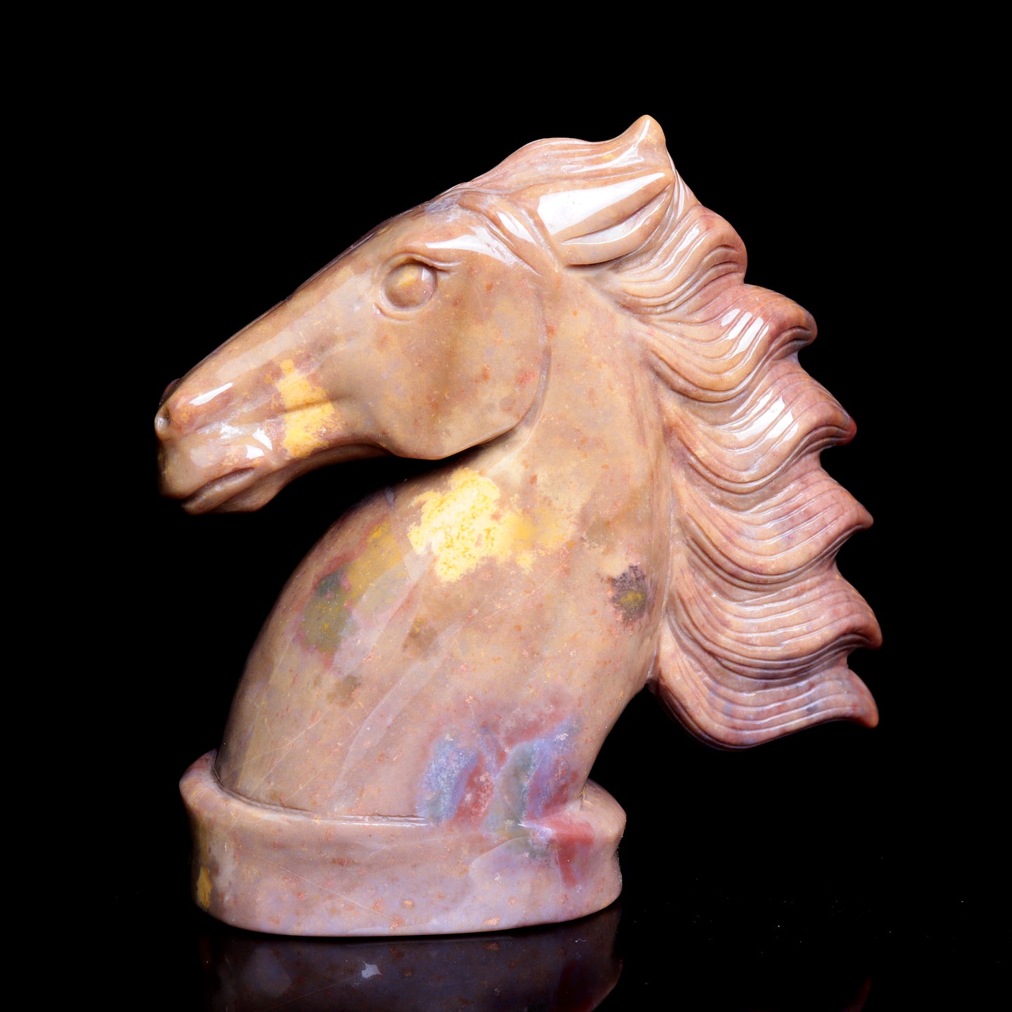 5.2" Ocean Jasper Carved Crystal Horse Figurine Realistic Healing Quartz Decor