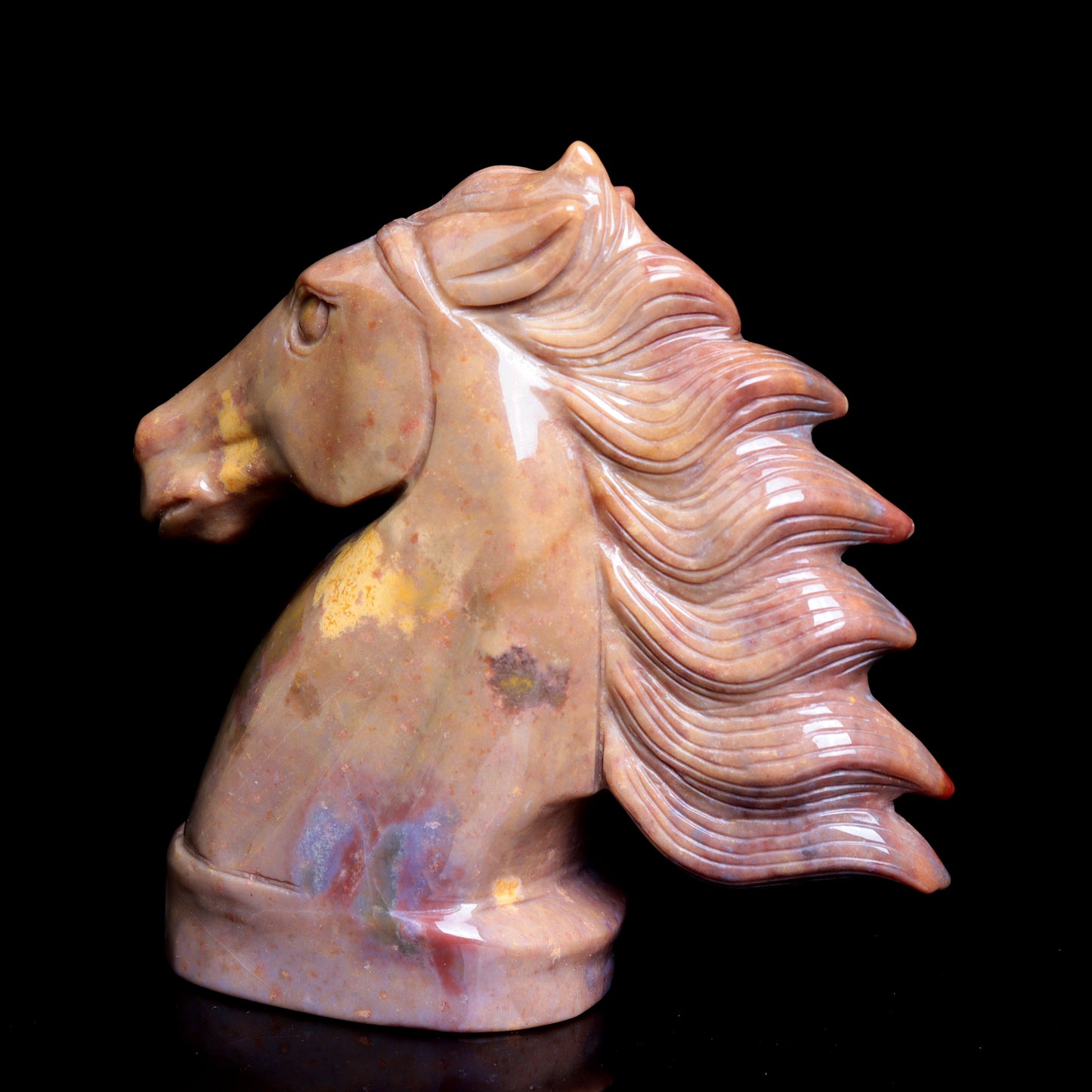 5.2" Ocean Jasper Carved Crystal Horse Figurine Realistic Healing Quartz Decor