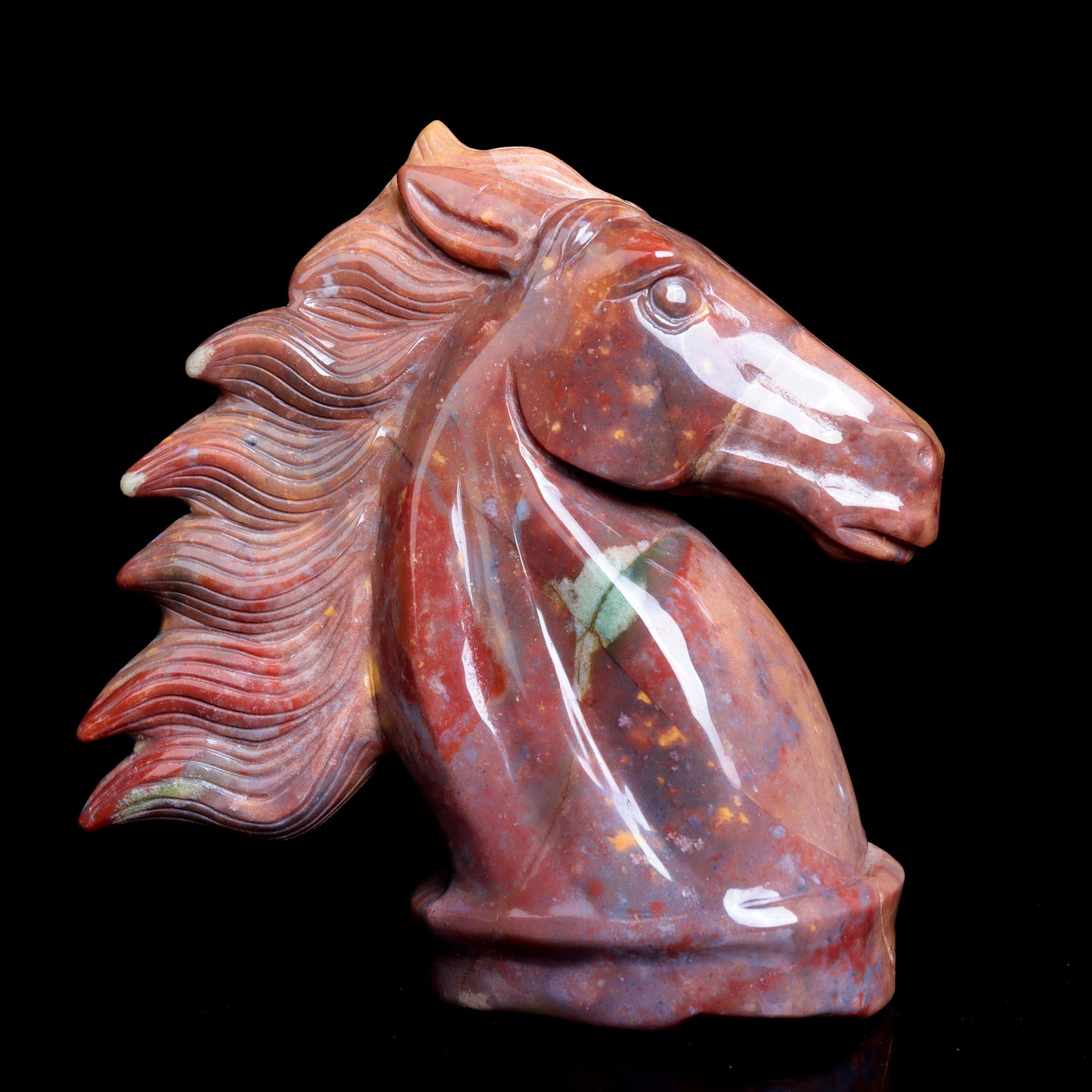5.2" Ocean Jasper Carved Crystal Horse Figurine Realistic Healing Quartz Decor