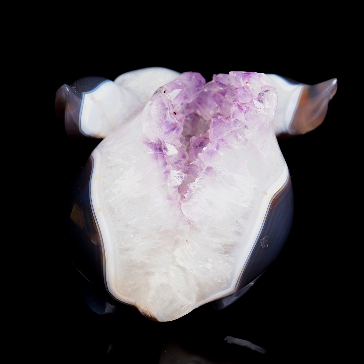 Masterpiece: Amazing 7" Amethyst Geode Agate Carved Crystal Bunny rabbit Sculpture
