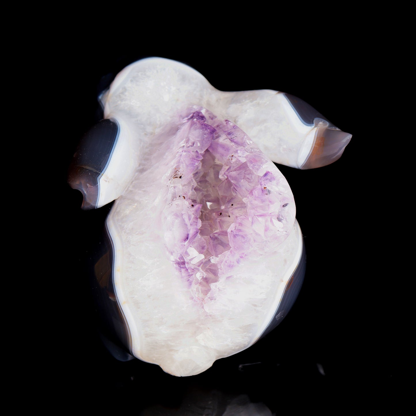 Masterpiece: Amazing 7" Amethyst Geode Agate Carved Crystal Bunny rabbit Sculpture