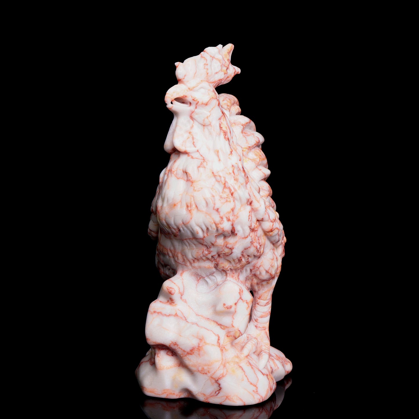 6" Network Stone Carved Crystal Rooster Figurine Realistic Healing Quartz Decor