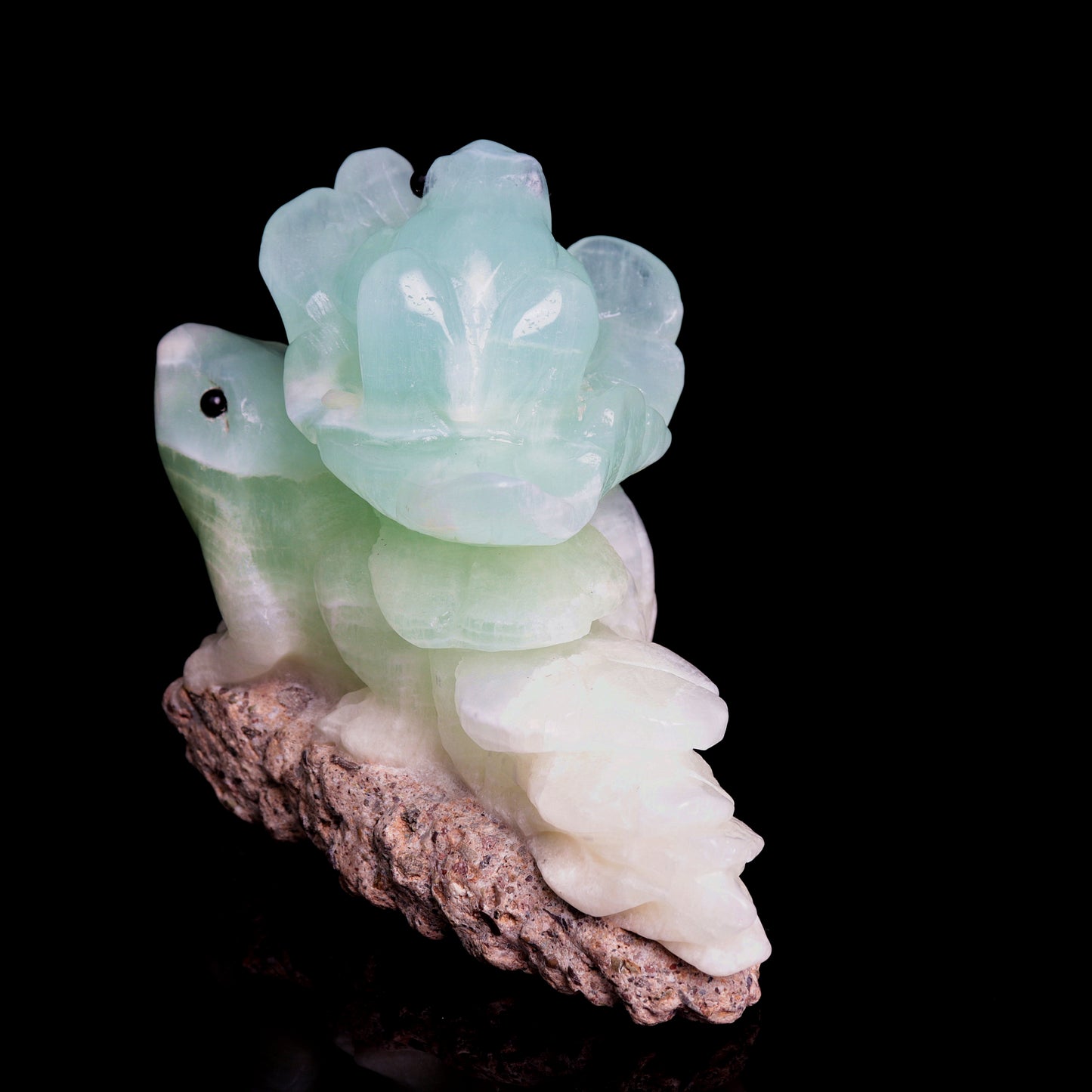 5.2" Caribbean Calcite Carved Frog Figurine Realistic Crystal Healing Quartz