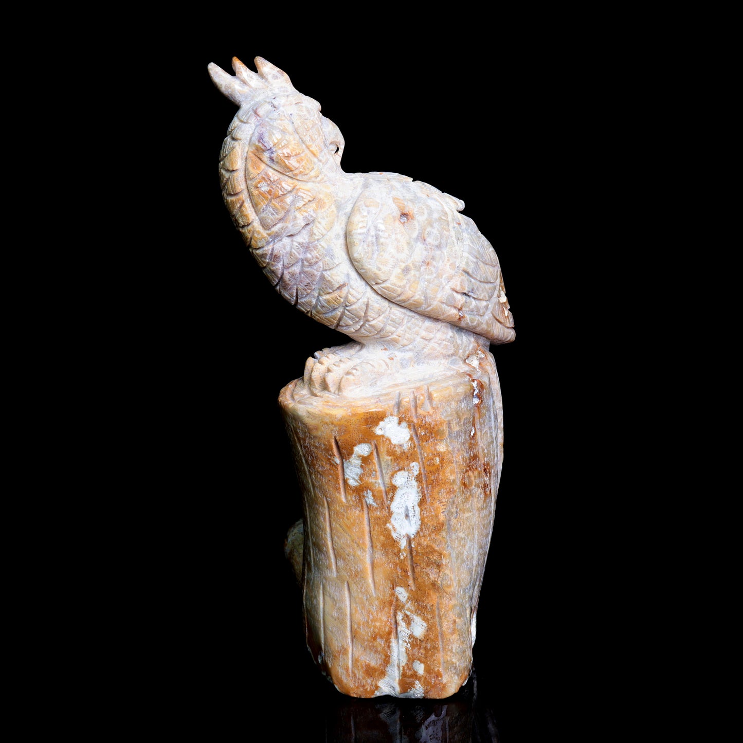 7.5" Coral Jade Carved Crystal Parrot Figurine Realistic Healing Quartz Decor