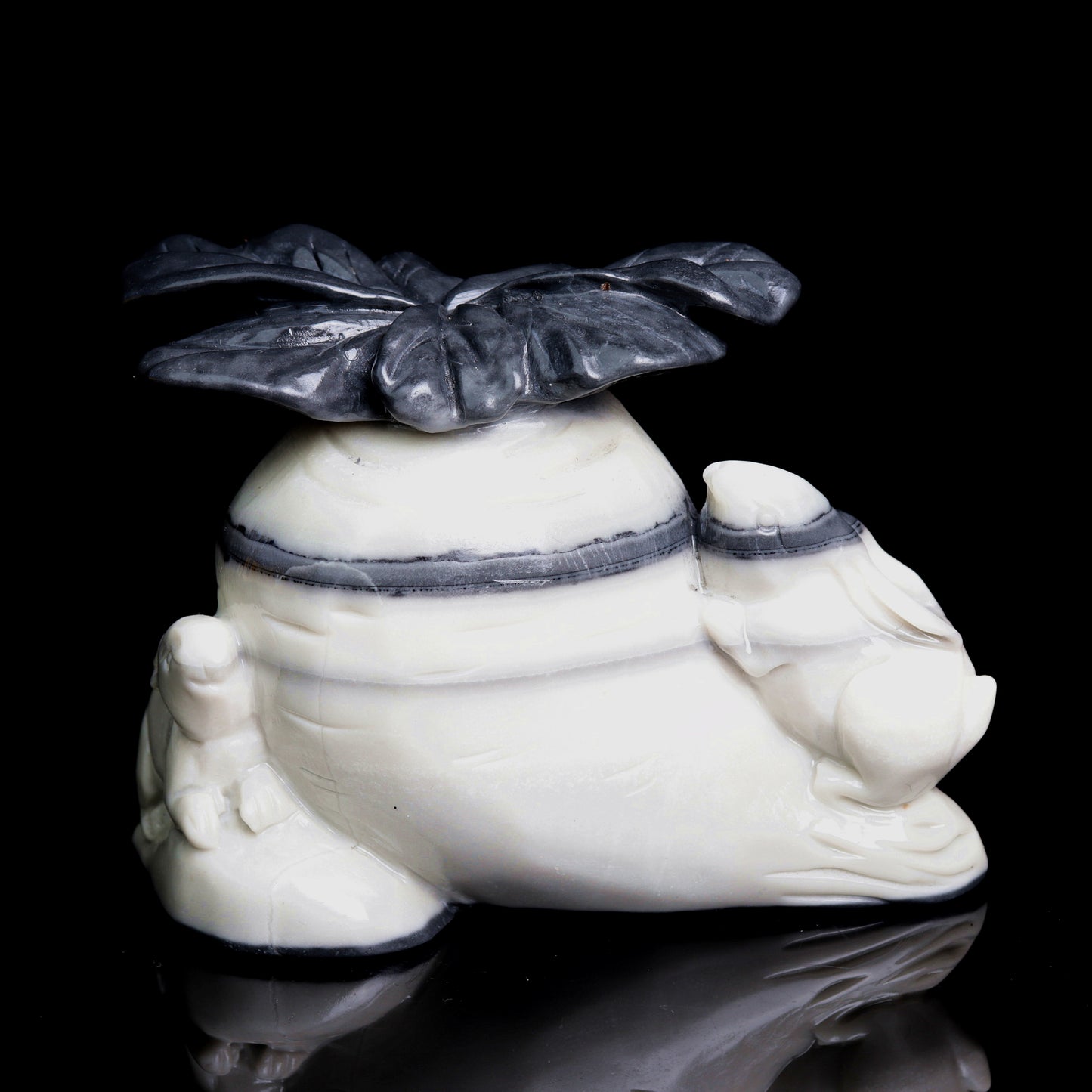 5.7" Taiji Jade Carved Crystal Bunny Figurine Realistic Healing Quartz Decor