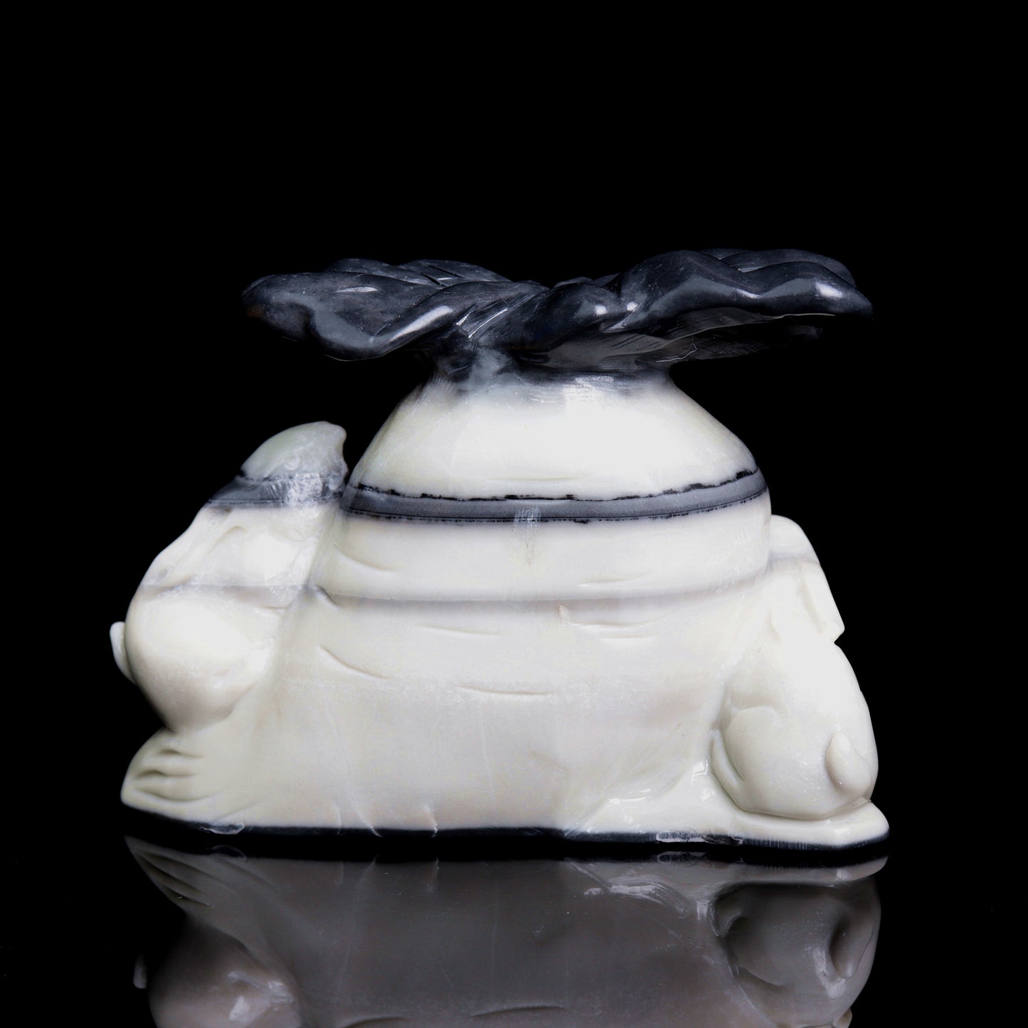 5.7" Taiji Jade Carved Crystal Bunny Figurine Realistic Healing Quartz Decor