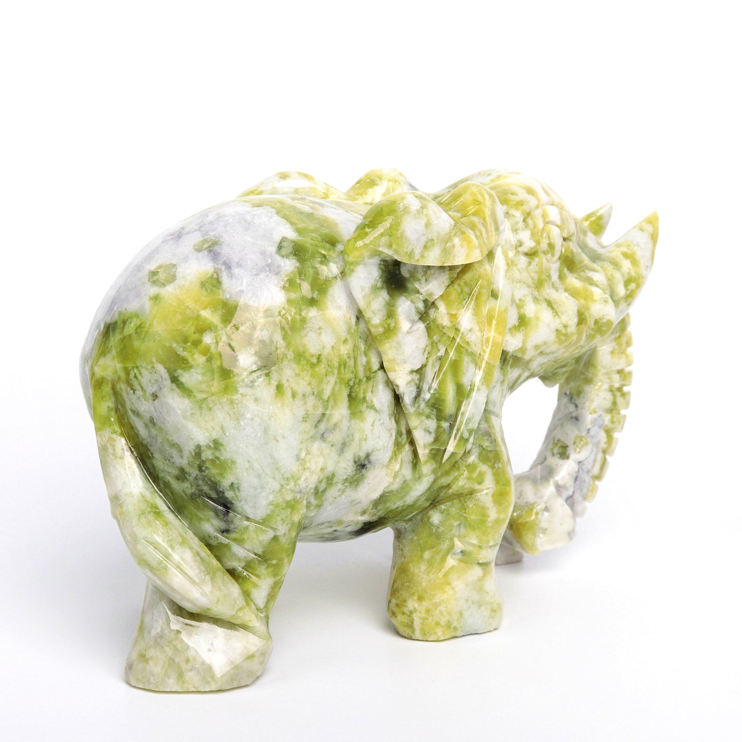 7" Lemon Jade Carved HUGE Crystal Elephant Sculpture Realistic Healing Quartz Decor