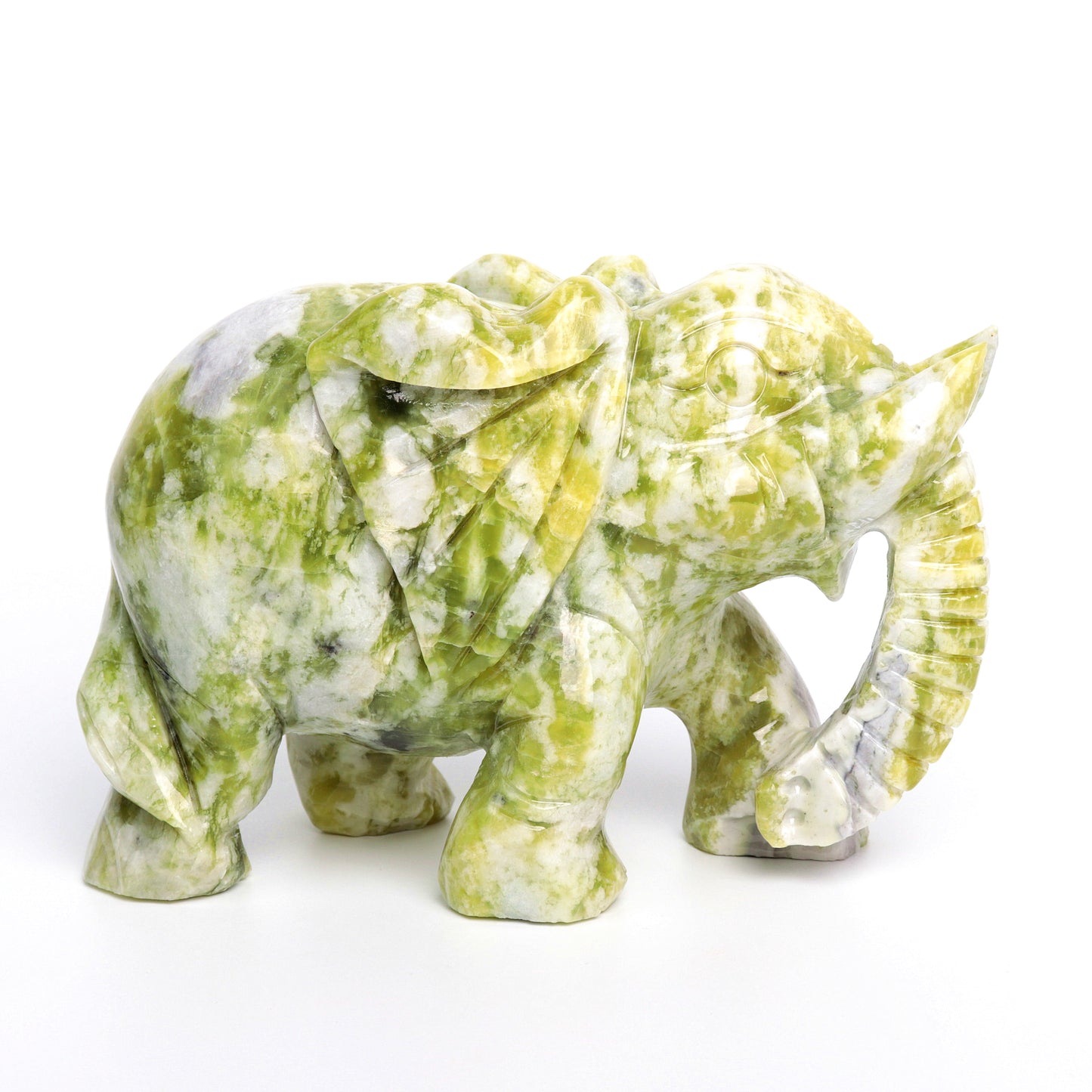 7" Lemon Jade Carved HUGE Crystal Elephant Sculpture Realistic Healing Quartz Decor