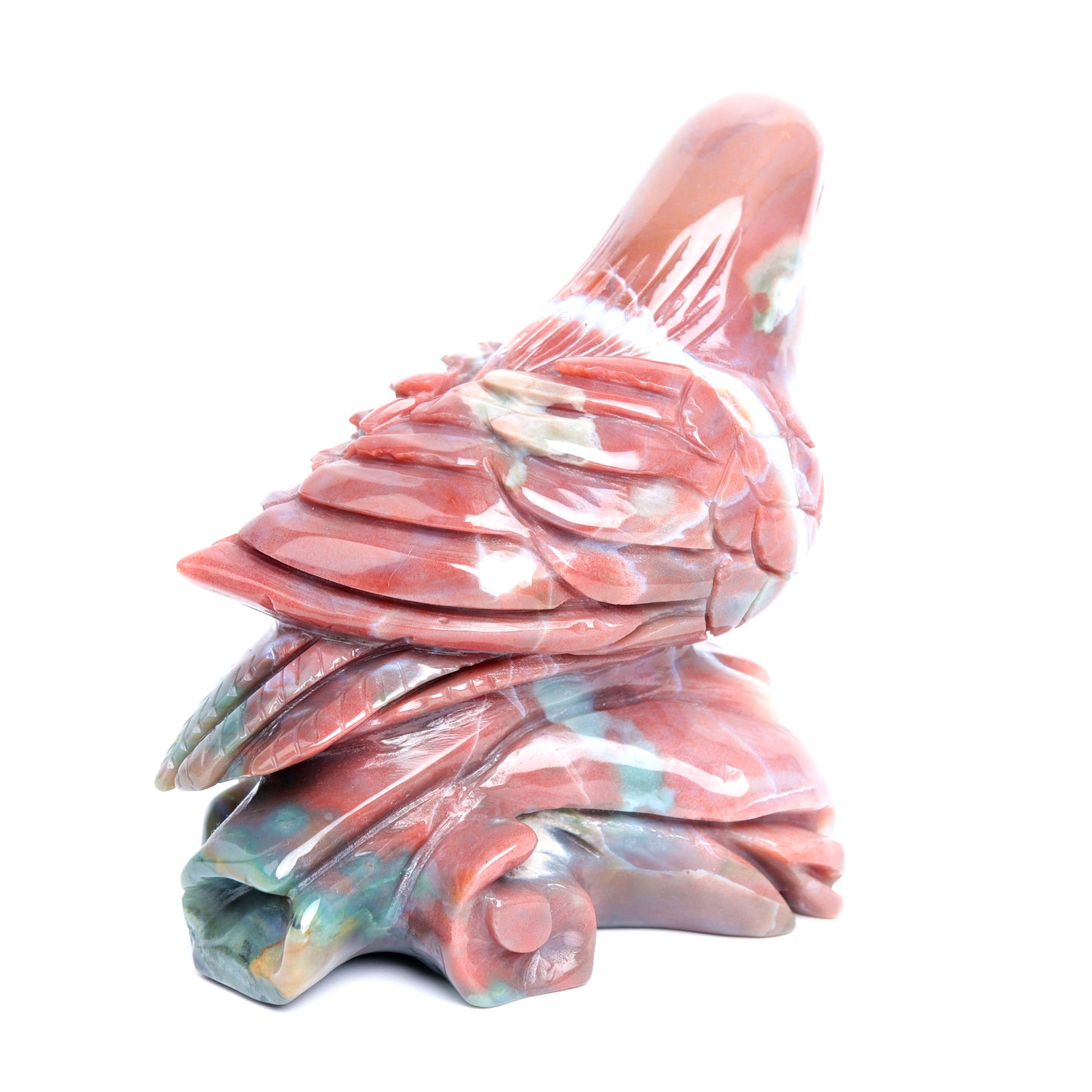 4.3" Ocean Jasper Carved Crystal Bird Figurine Realistic Healing