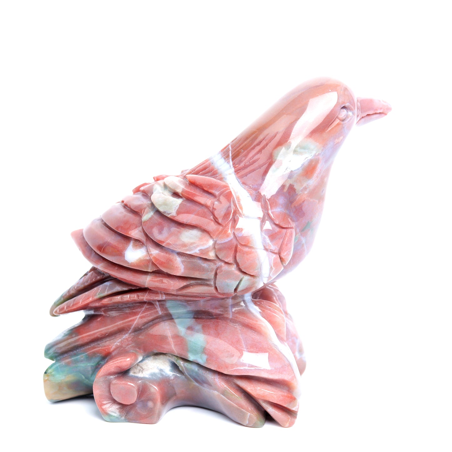4.3" Ocean Jasper Carved Crystal Bird Figurine Realistic Healing
