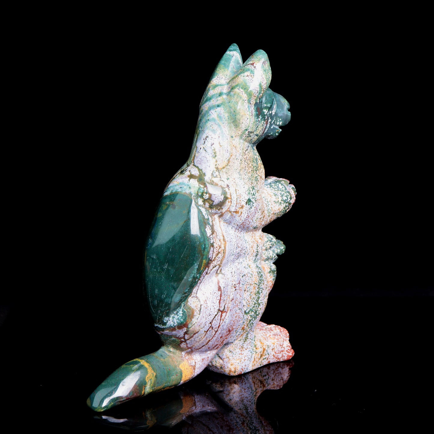 6.5" Ocean Jasper Carved Crystal kangaroo Sculpture Realistic Healing