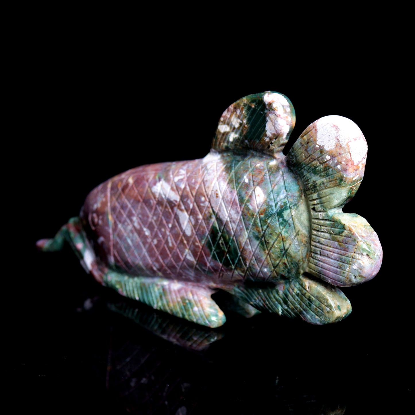 8" Ocean Jasper Carved Crystal Fish Figurine Healing