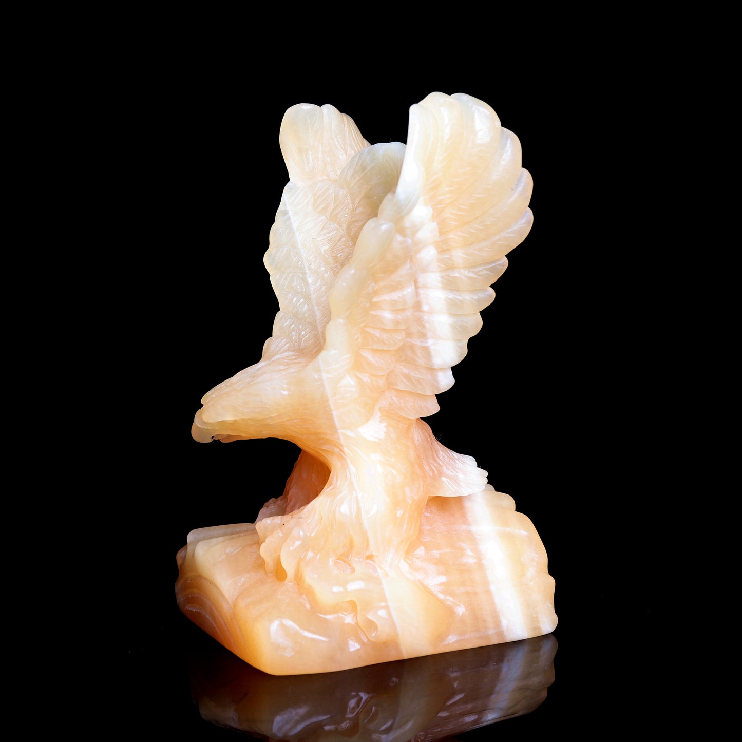 4.5" Carved Yellow Calcite Eagle Figurine Crystal Healing Decorate Gift