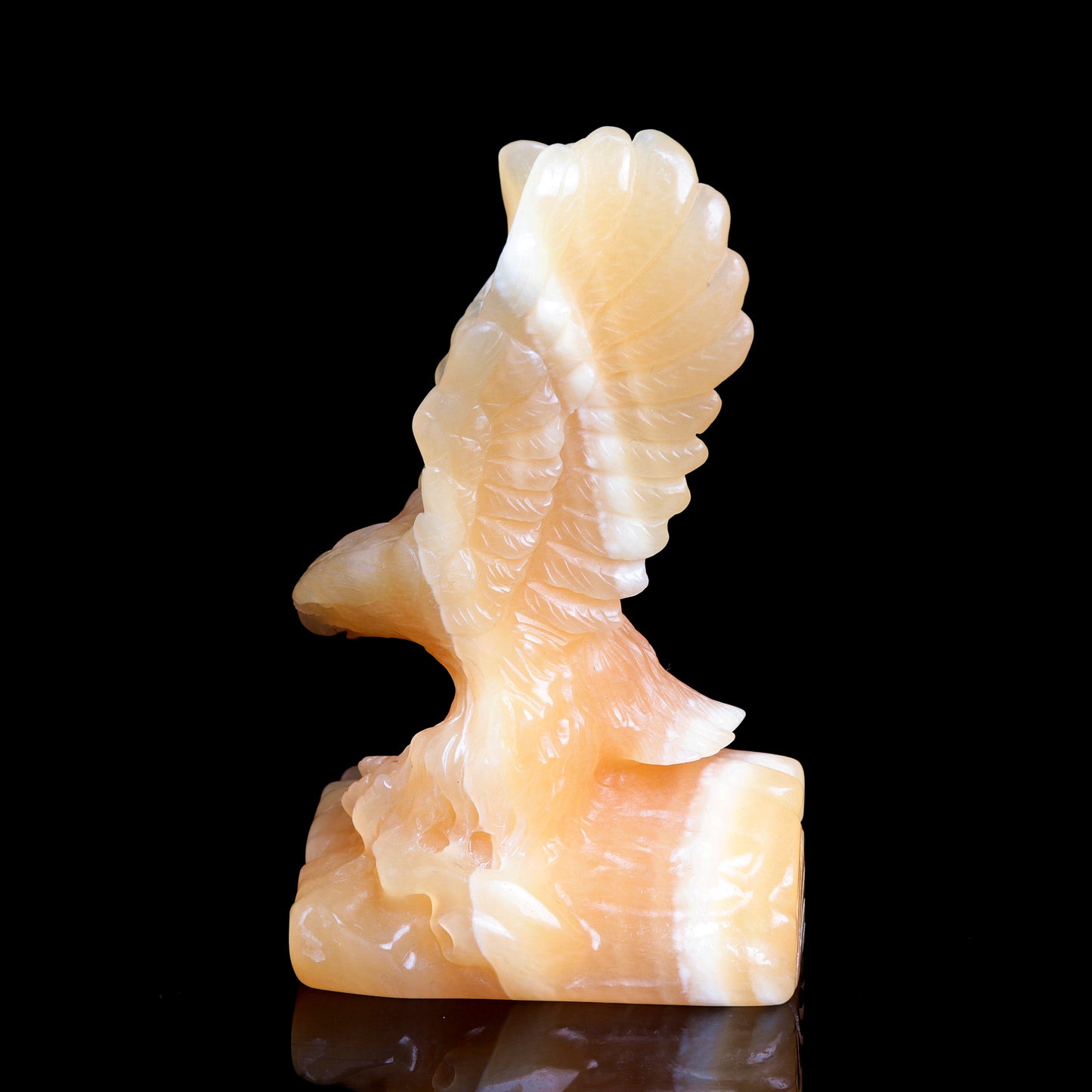 4.5" Carved Yellow Calcite Eagle Figurine Crystal Healing Decorate Gift
