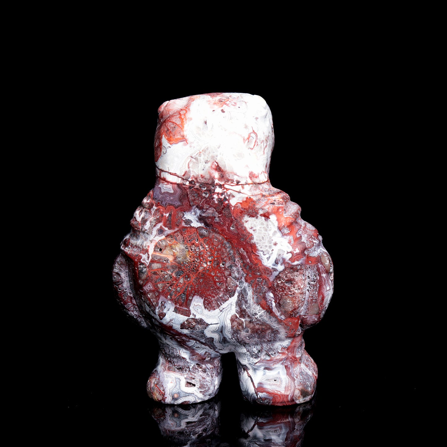 4" Mexican Crazy Lace Agate Carved Crystal Walrus Figurine Healing
