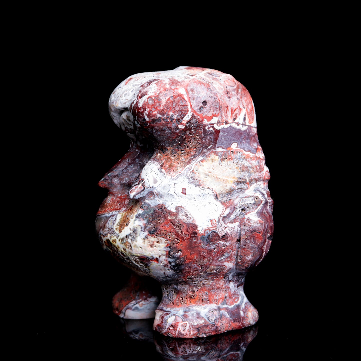 4" Mexican Crazy Lace Agate Carved Crystal Walrus Figurine Healing