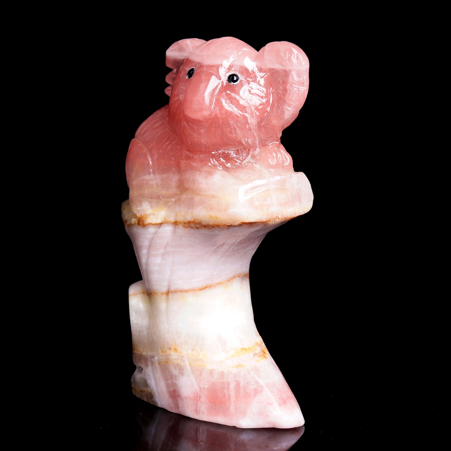 5" Pink Calcite Carved Crystal koala Figurine Quartz Healing
