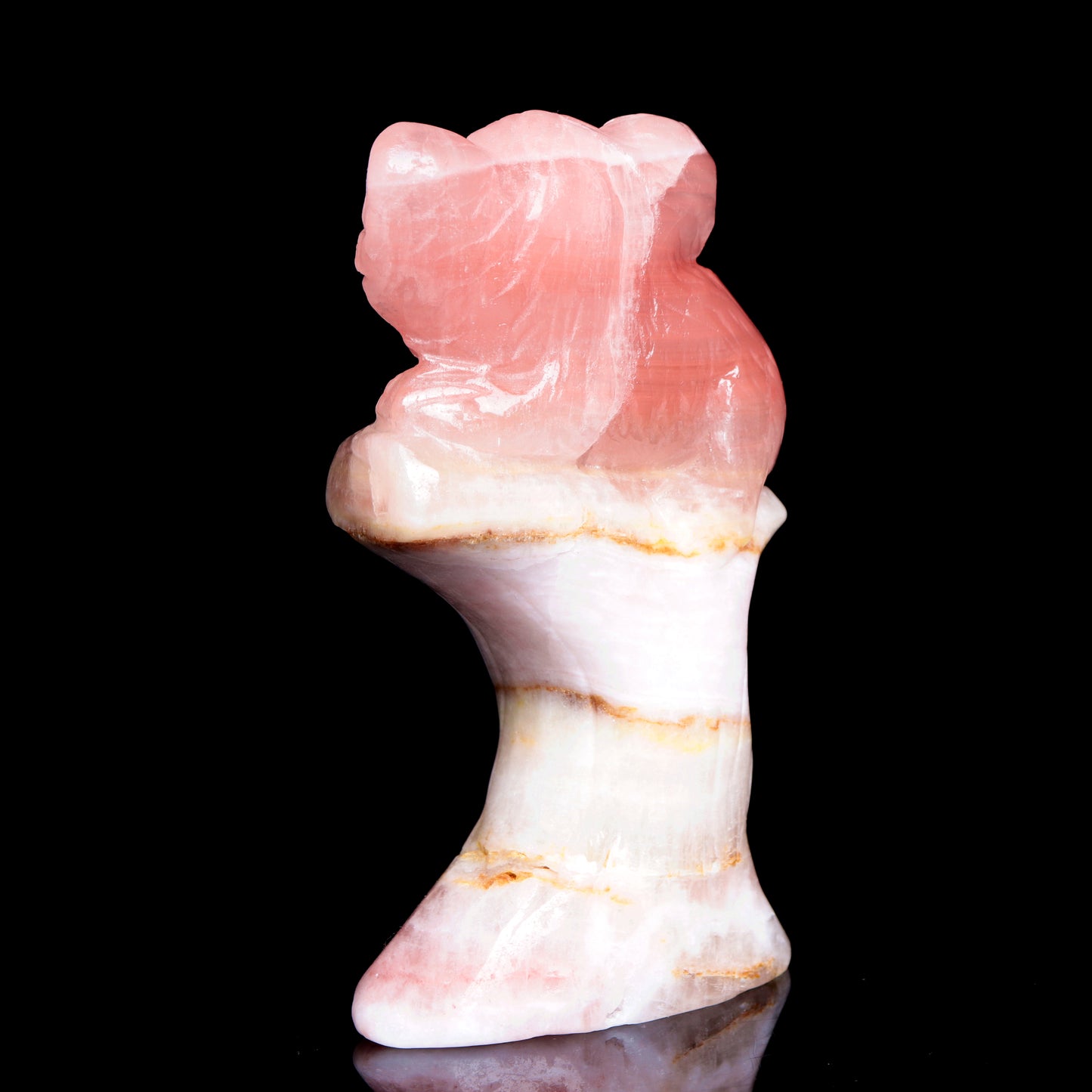 5" Pink Calcite Carved Crystal koala Figurine Quartz Healing