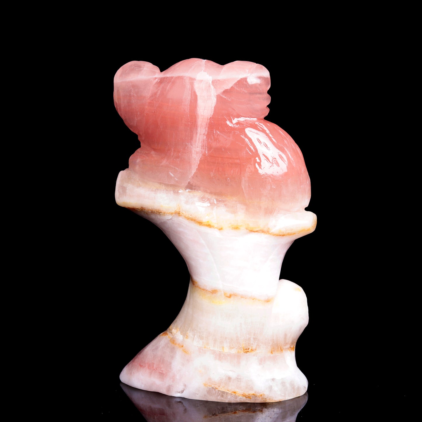 5" Pink Calcite Carved Crystal koala Figurine Quartz Healing