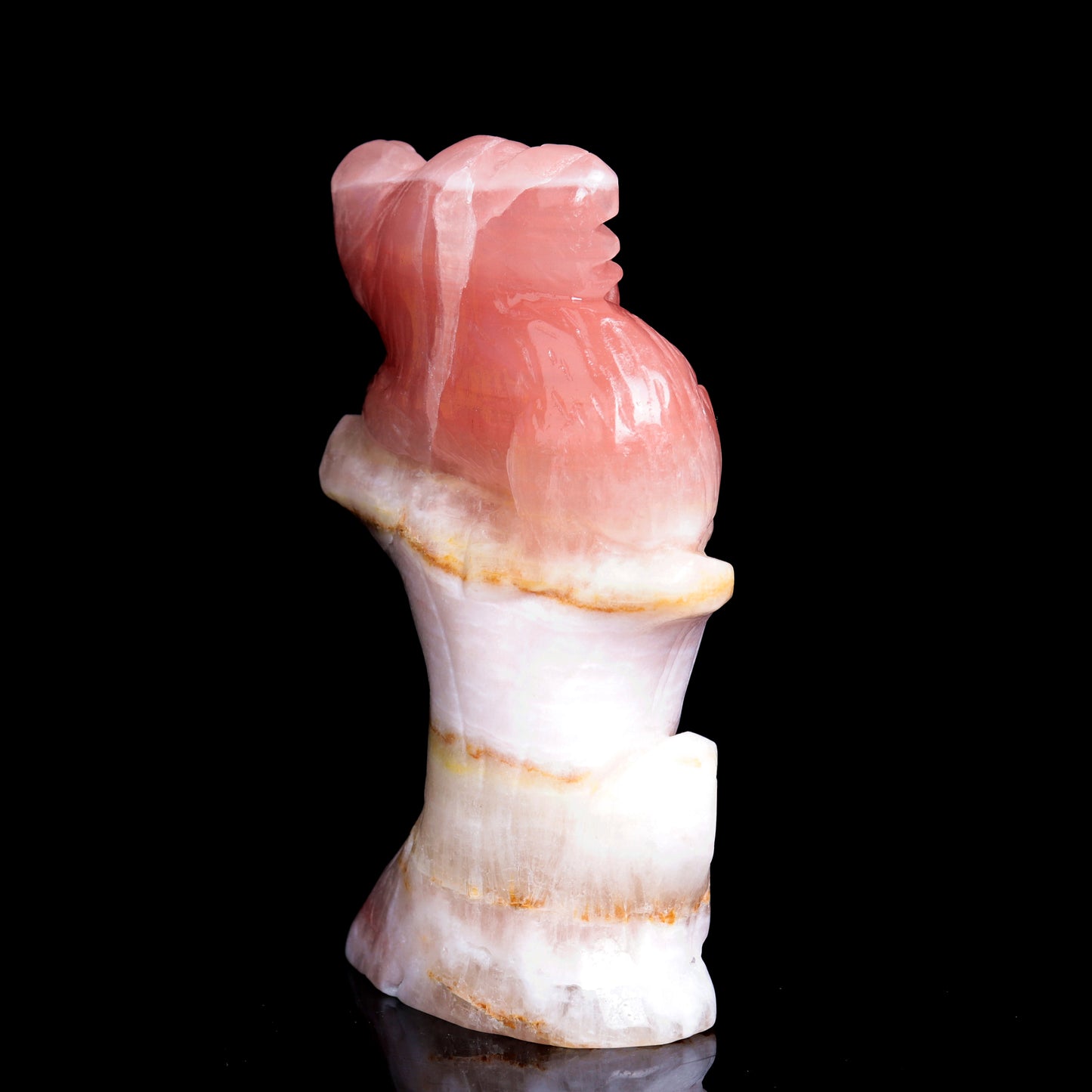 5" Pink Calcite Carved Crystal koala Figurine Quartz Healing
