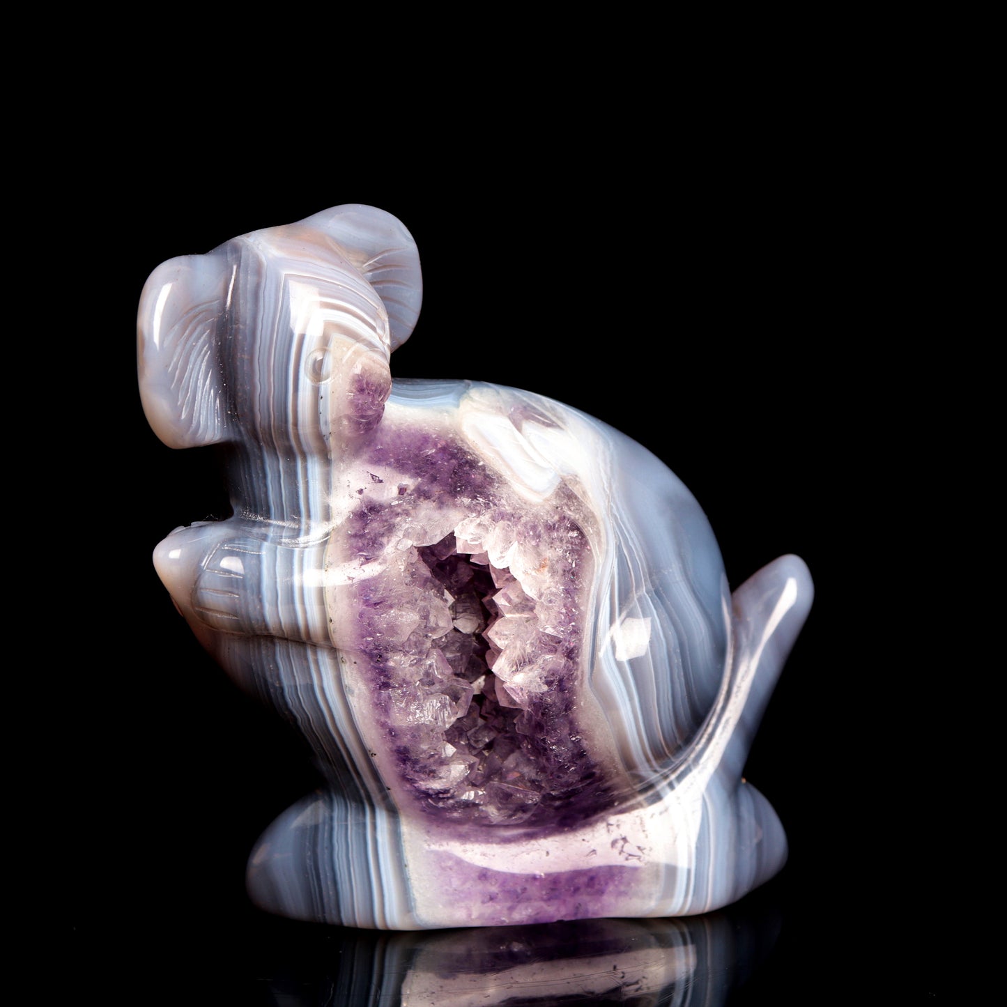 4" Amethyst Agate Carved Crystal koala Figurine Healing Quartz