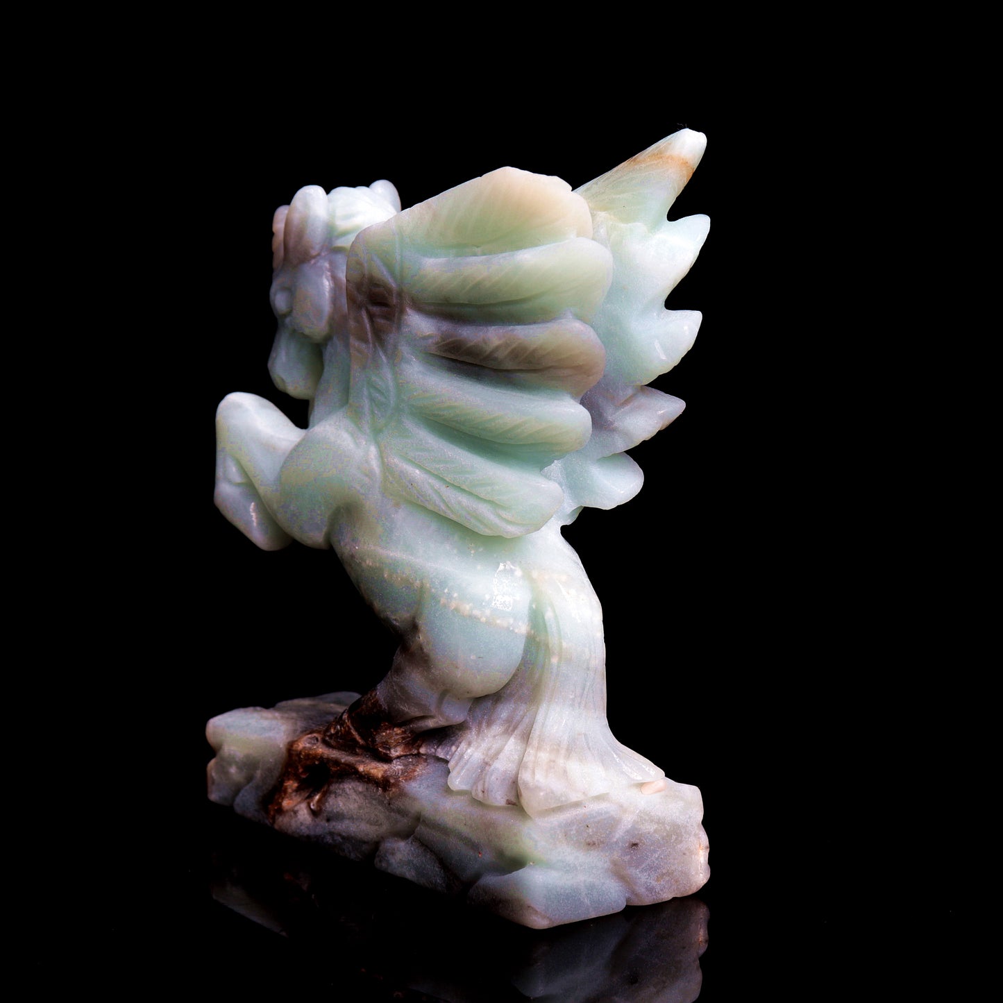 5" Amazonite Caribbean Calcite Crystal Unicorn Pegasus Statue Healing Quartz