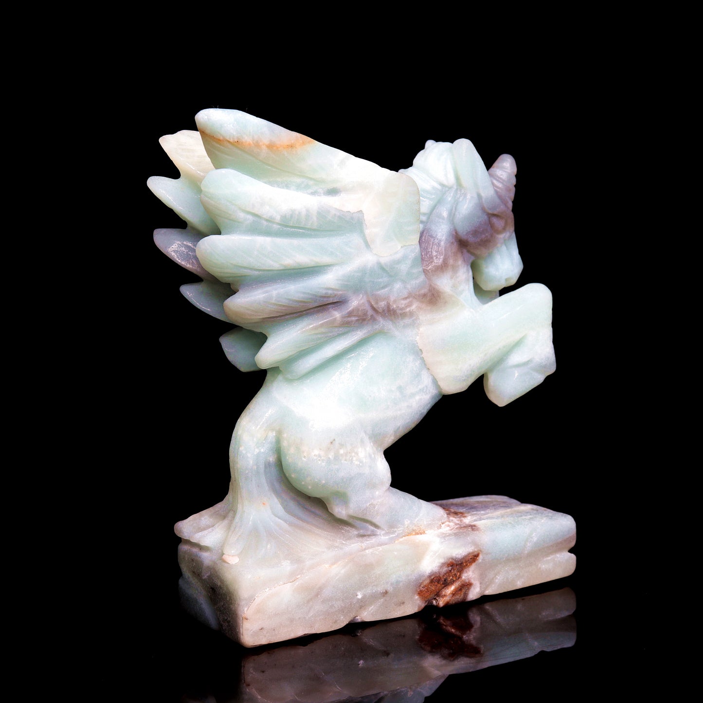 5" Amazonite Caribbean Calcite Crystal Unicorn Pegasus Statue Healing Quartz