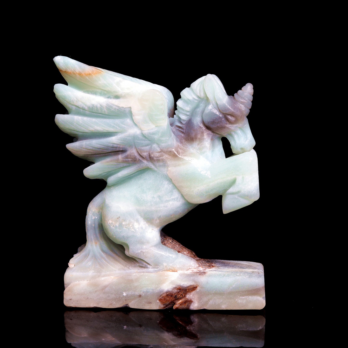 5" Amazonite Caribbean Calcite Crystal Unicorn Pegasus Statue Healing Quartz