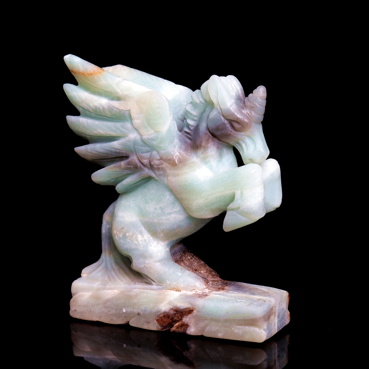 5" Amazonite Caribbean Calcite Crystal Unicorn Pegasus Statue Healing Quartz