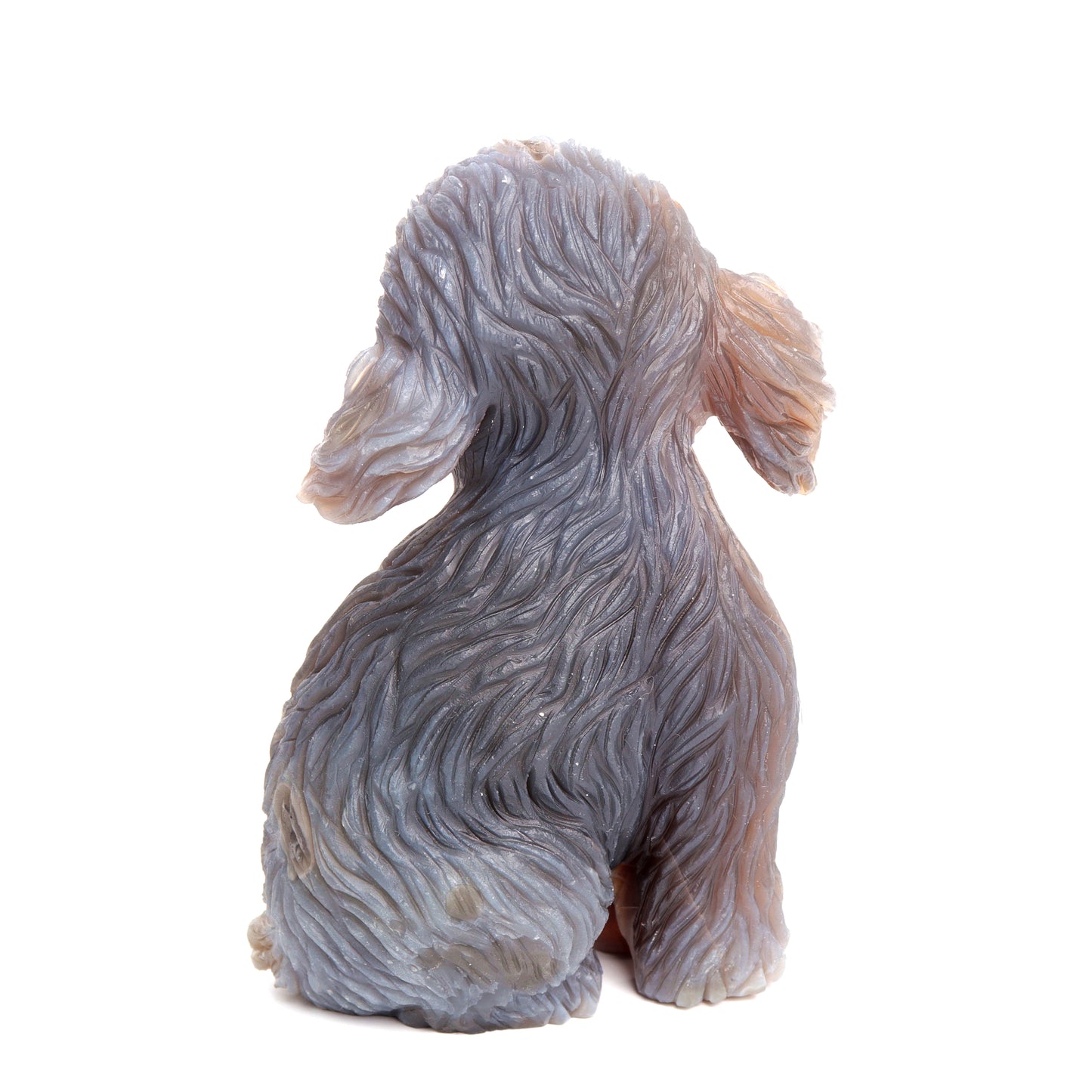 6" HandCarved Druzy Agate Crystal Teddy dog Figurine Decor Gift
