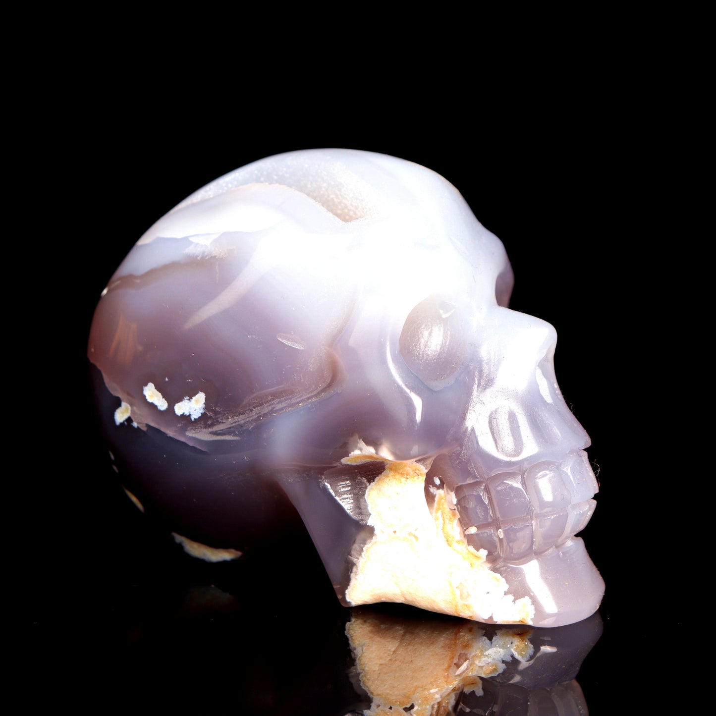 3" HandCarved Druzy agate Crystal Skull Healing Quartz Reiki Gift
